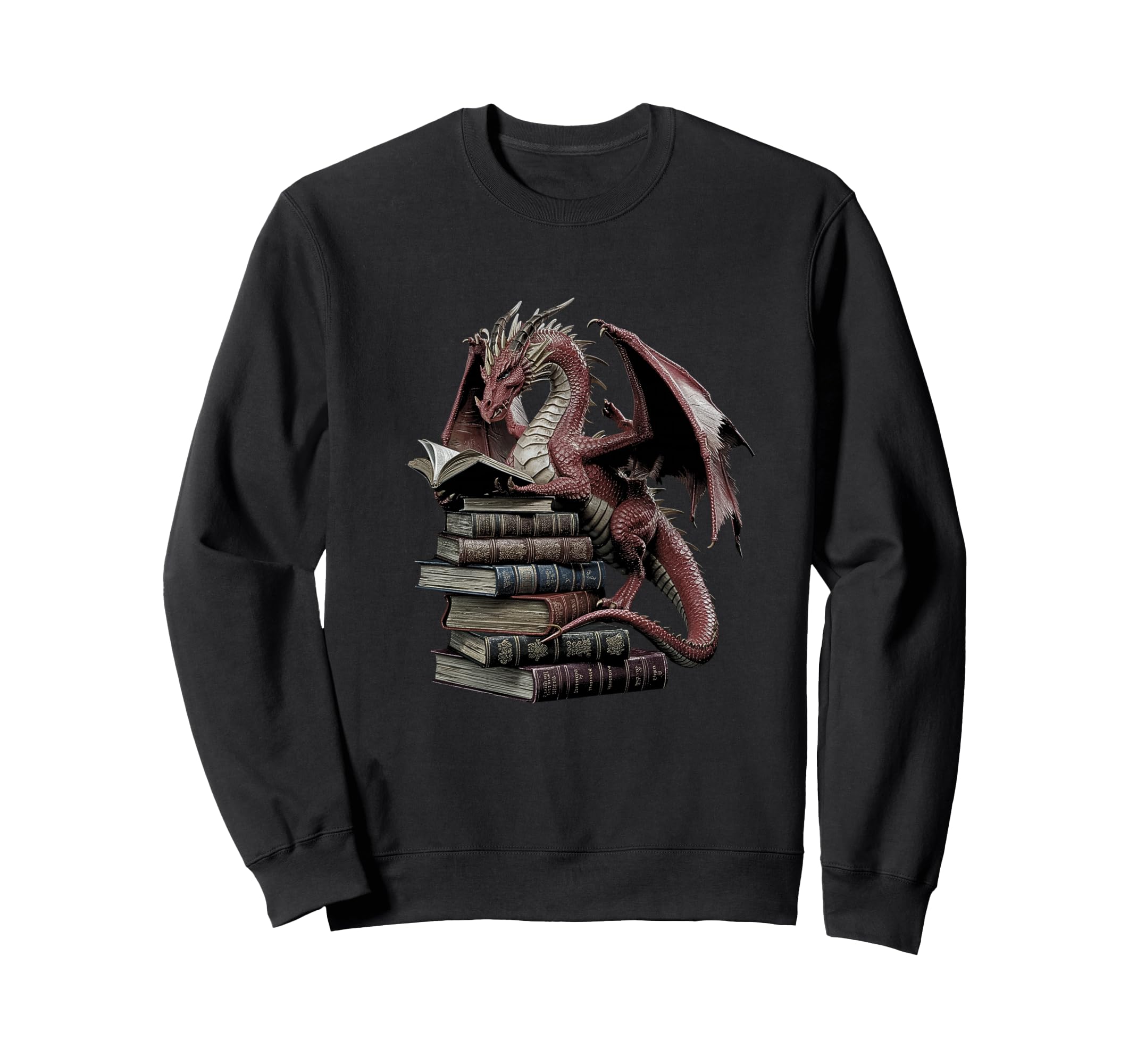 Wise Dragon Reading Books Fantasy Sweatshirt - Casual Everyday Wear Unisex - T-Shirt, Sweatshirt, Hoodie