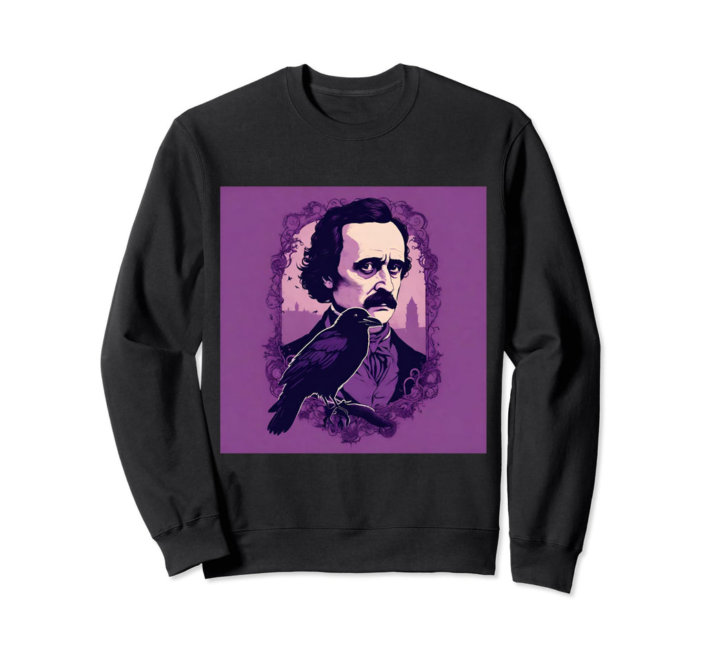 Edgar Allan Poe Raven Purple Tribute Sweatshirt - Unique Graphic Unisex - T-Shirt, Sweatshirt, Hoodie