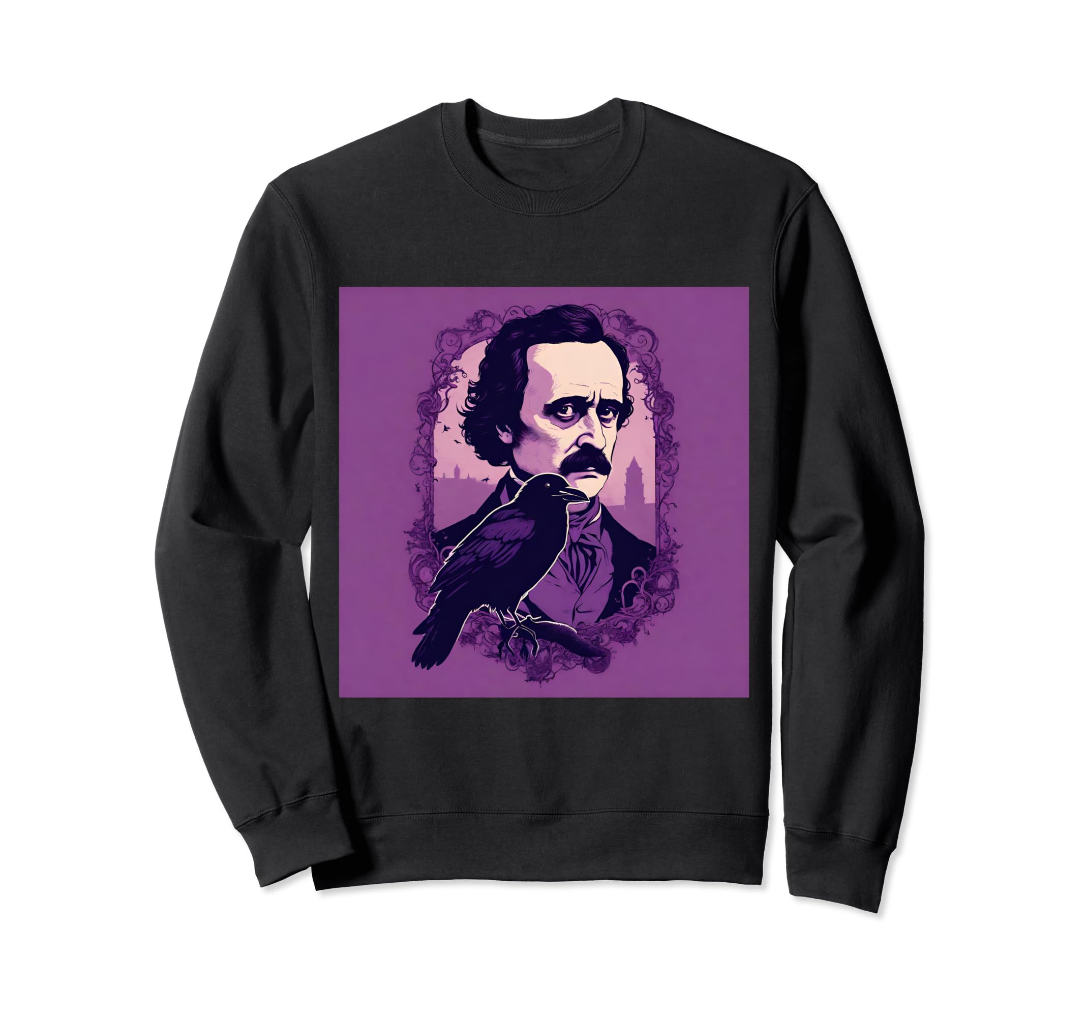 Edgar Allan Poe Raven Purple Tribute Sweatshirt - Unique Graphic Unisex - T-Shirt, Sweatshirt, Hoodie
