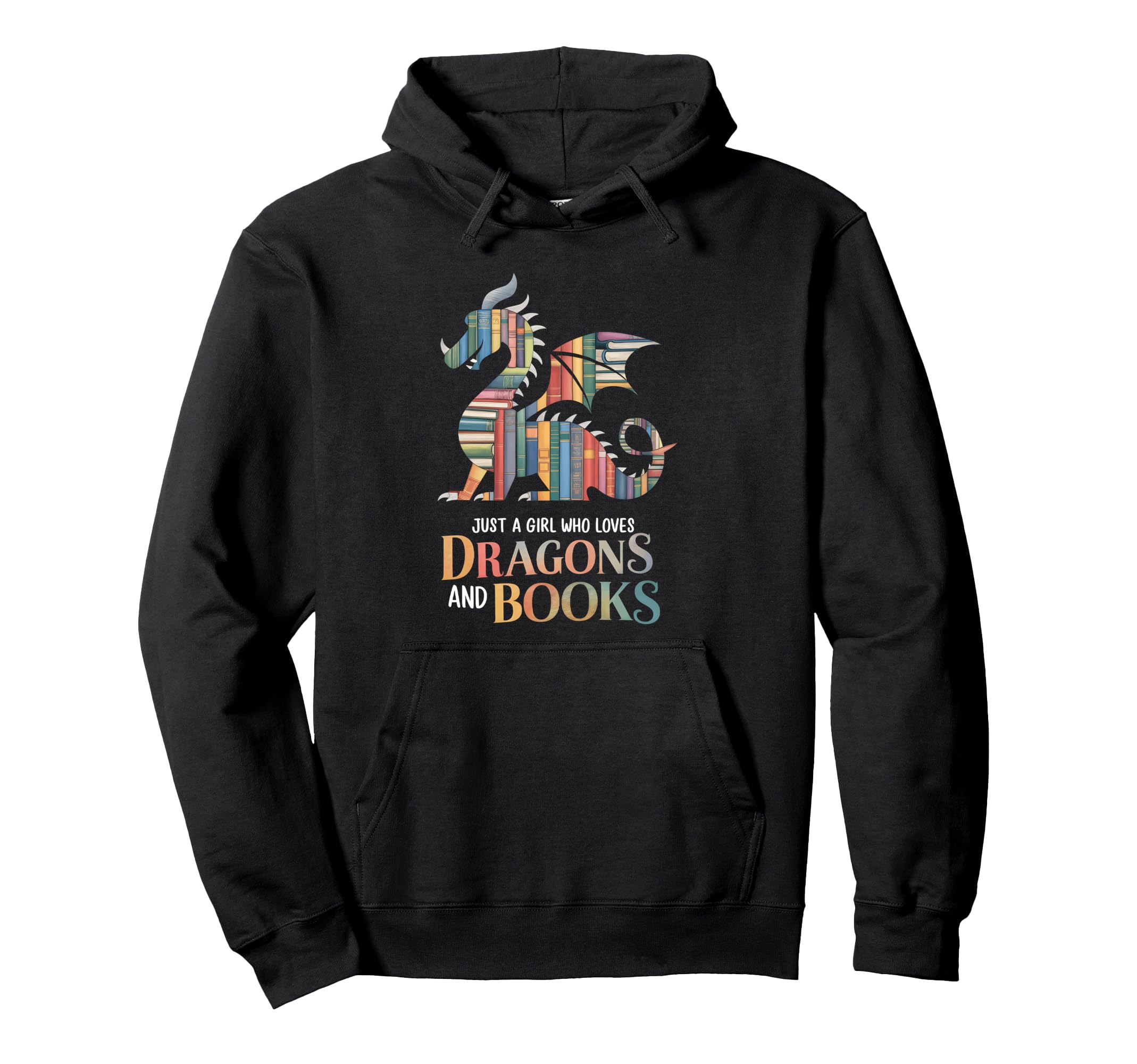 Just Who Loves Dragons And Books Hoodie - Minimalist Print for Adults - T-Shirt, Sweatshirt, Hoodie