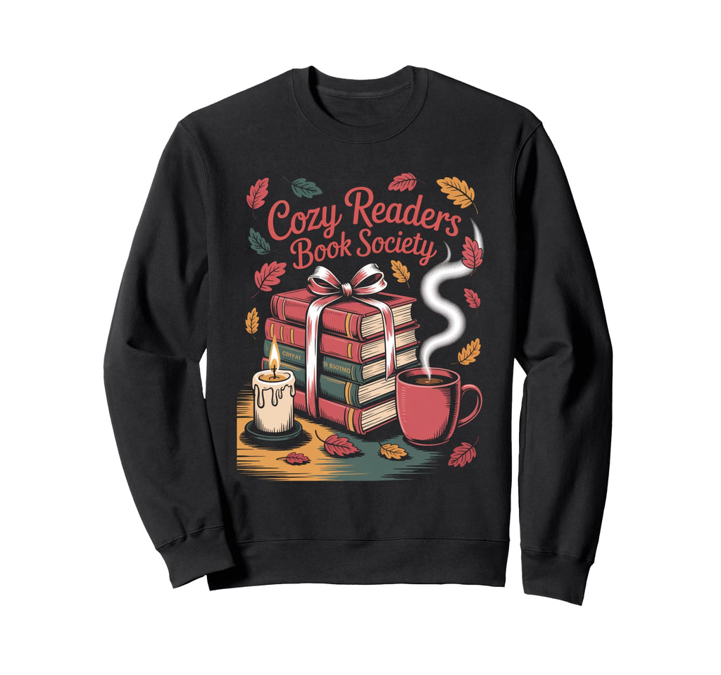 Cozy Readers Book Society Fall Autumn Sweatshirt - Custom Art Print Unisex - T-Shirt, Sweatshirt, Hoodie
