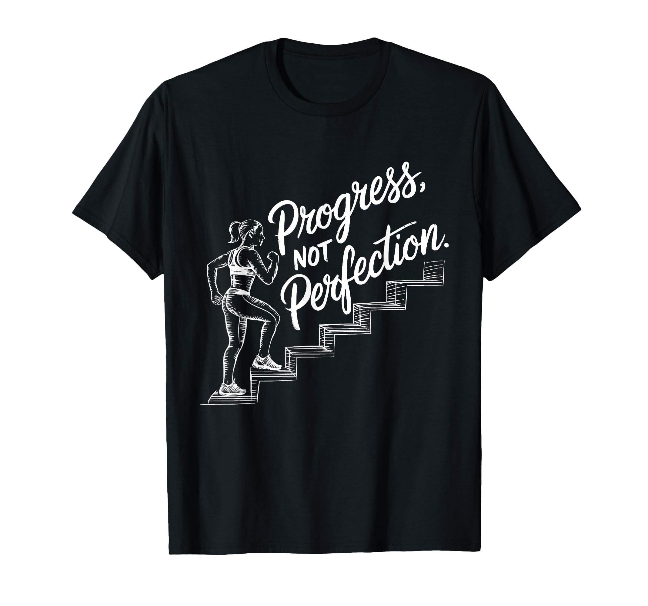 Progress Not Perfection Gym Art T-Shirt - Custom Art Print for Adults - T-Shirt, Sweatshirt, Hoodie