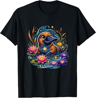 Cosmic Platypus in Lotus Pond Cute Fantasy T-Shirt Unisex T-shirt, Sweatshirt, Hoodie, Long Sleeve Tee - T-Shirt, Sweatshirt, Hoodie