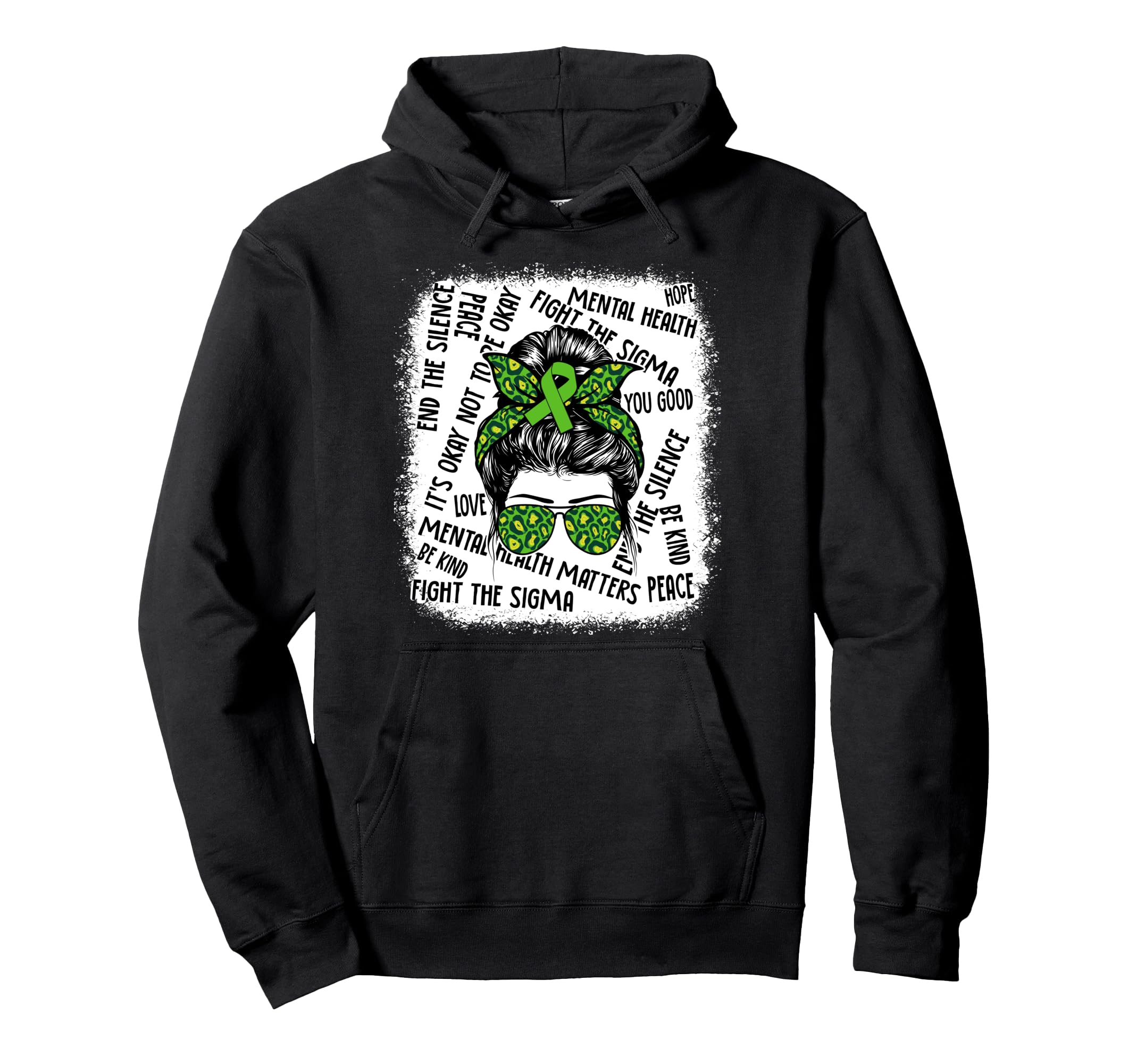 Mental Health Matters Messy Bun Hoodie - Fun Novelty Design Men Women - T-Shirt, Sweatshirt, Hoodie