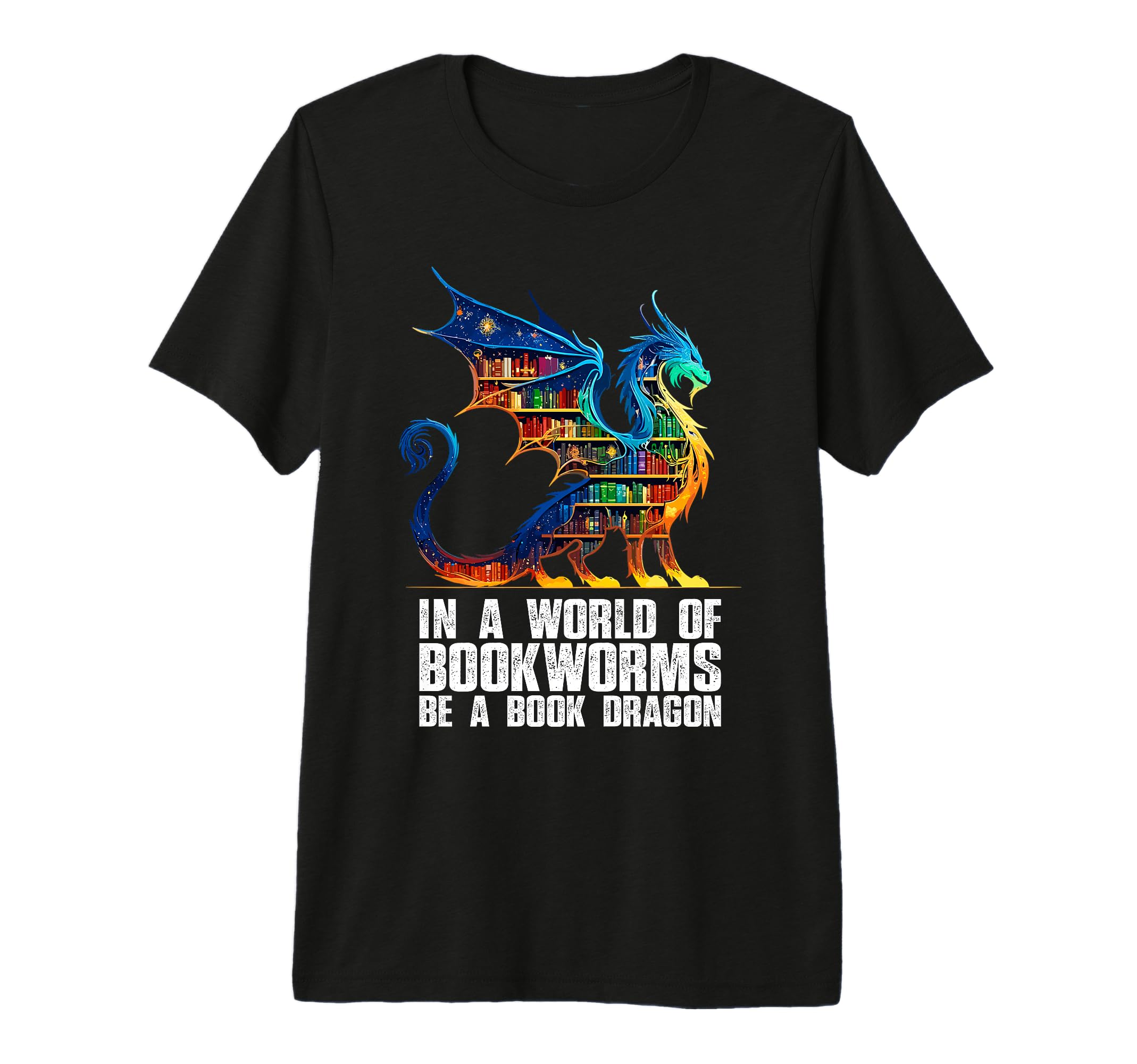 World Bookworms Be Book Dragon Reading Tri T-Shirt - Unique Graphic Unisex - T-Shirt, Sweatshirt, Hoodie