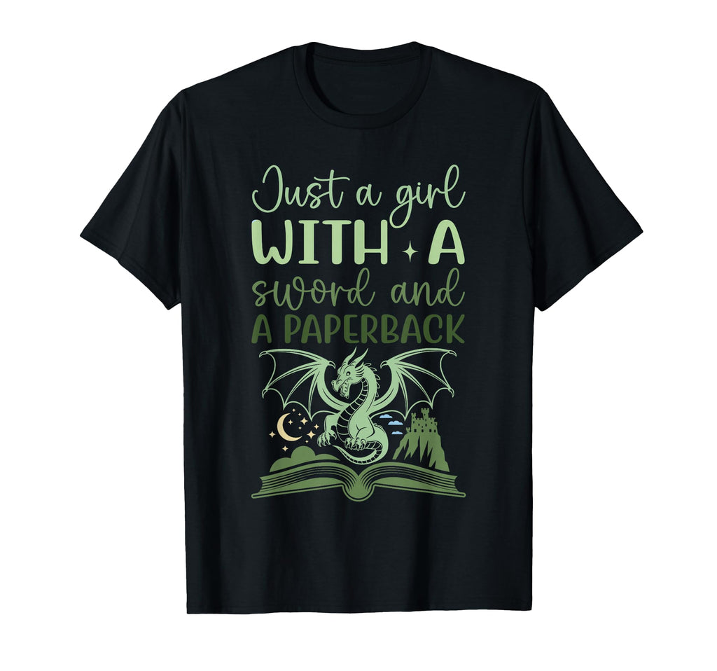 Just Sword And Paperback Fantasy Book T-Shirt - Custom Art Print Men Women - T-Shirt, Sweatshirt, Hoodie