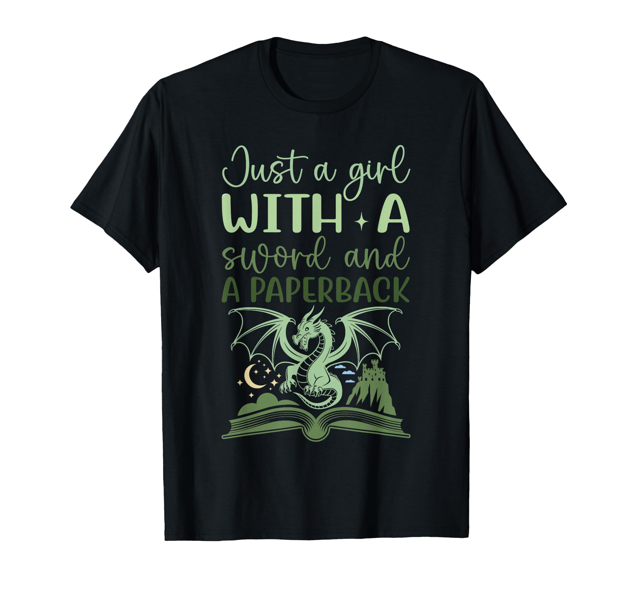 Just Sword And Paperback Fantasy Book T-Shirt - Custom Art Print Men Women - T-Shirt, Sweatshirt, Hoodie