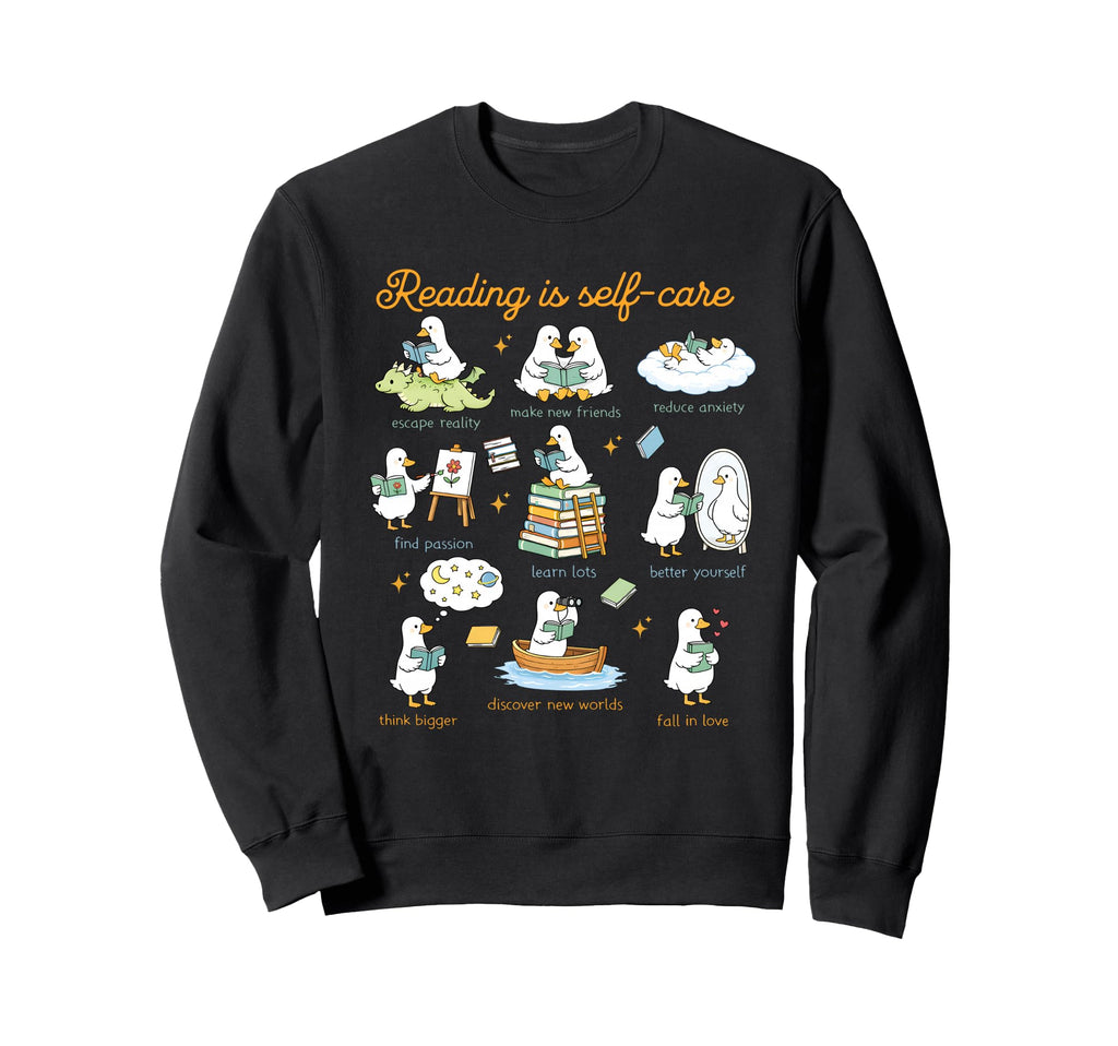 Reading Is Self Care Funny Sweatshirt - Custom Art Print for Adults - T-Shirt, Sweatshirt, Hoodie