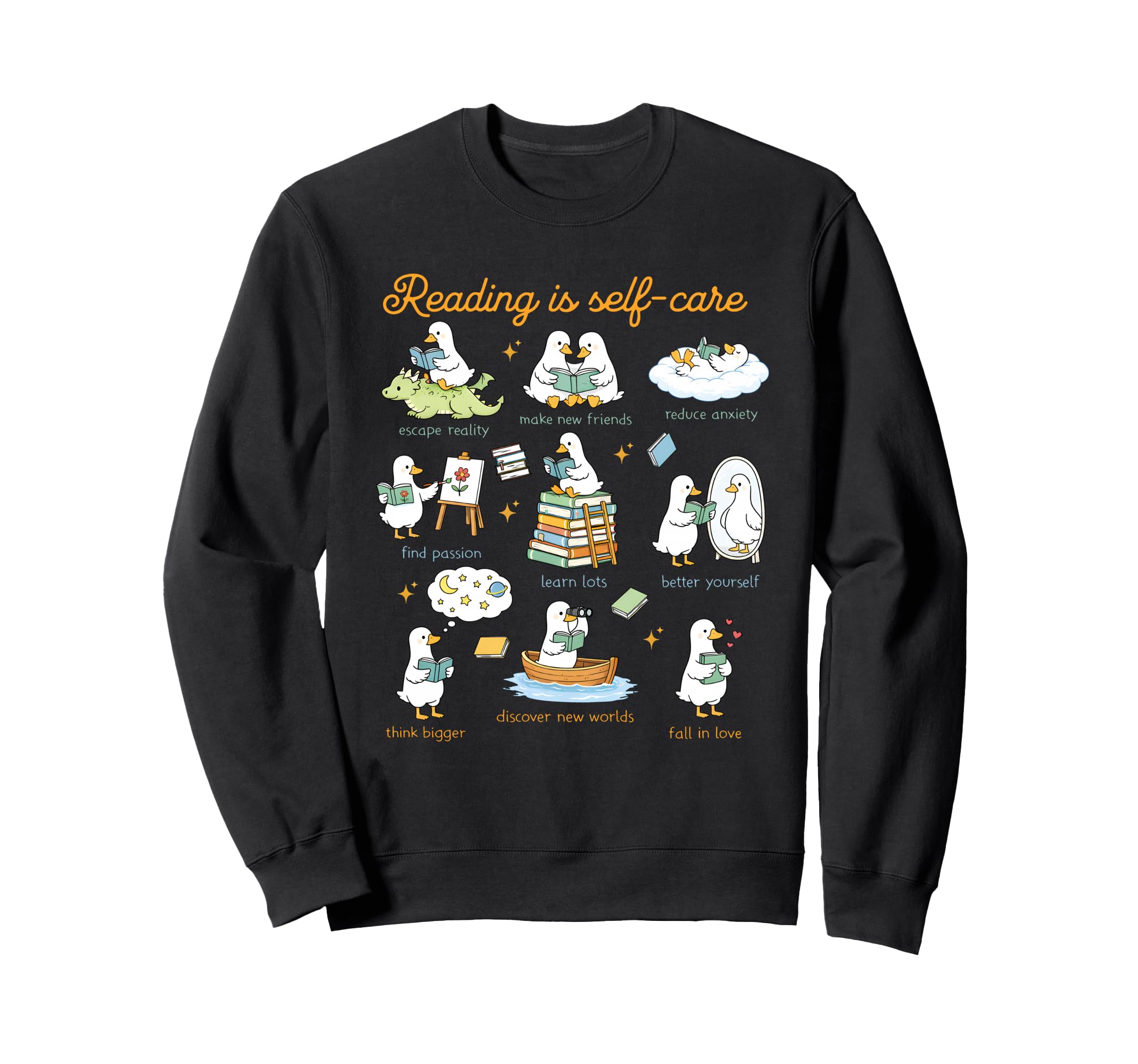 Reading Is Self Care Funny Sweatshirt - Custom Art Print for Adults - T-Shirt, Sweatshirt, Hoodie