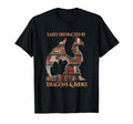 Easily Distracted Dragons And Books T-Shirt - Aesthetic Graphic Unisex - T-Shirt, Sweatshirt, Hoodie