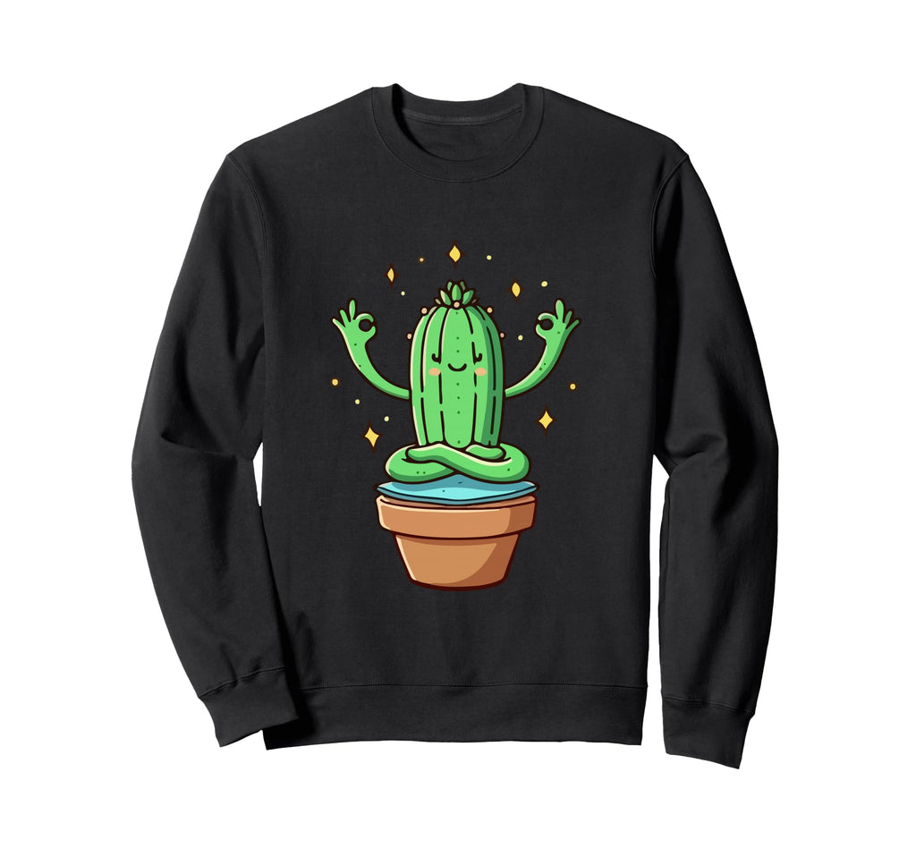 Meditation Cactus Yoga Pose Sweatshirt - Aesthetic Graphic Men Women - T-Shirt, Sweatshirt, Hoodie