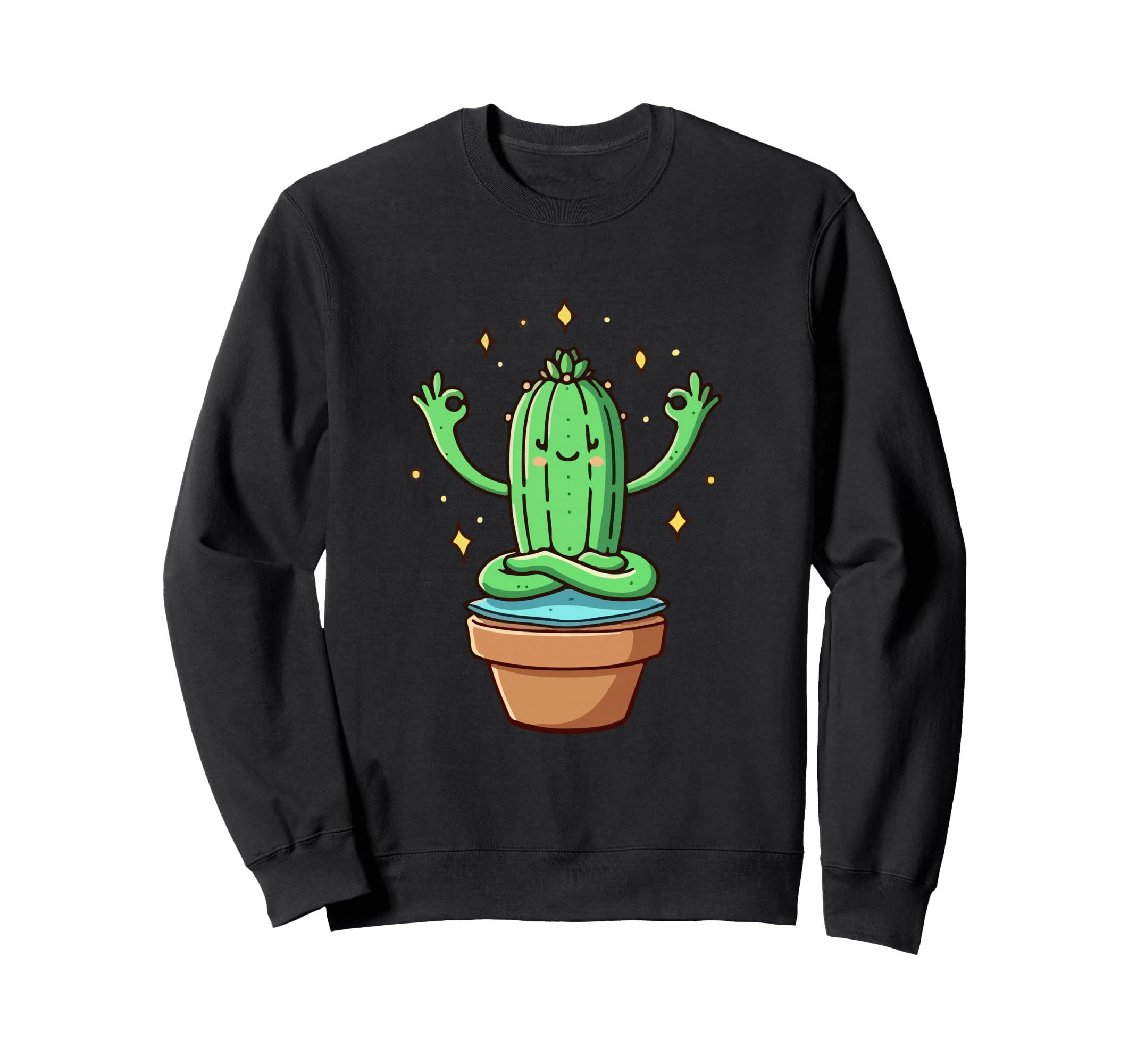 Meditation Cactus Yoga Pose Sweatshirt - Aesthetic Graphic Men Women - T-Shirt, Sweatshirt, Hoodie