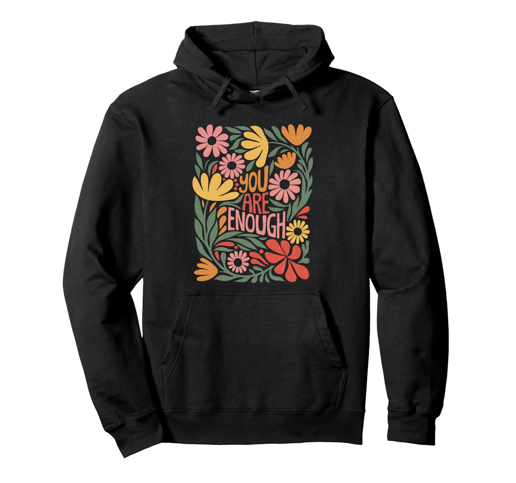 Positive Self Care Boho Floral Hoodie - Aesthetic Graphic Men Women - T-Shirt, Sweatshirt, Hoodie