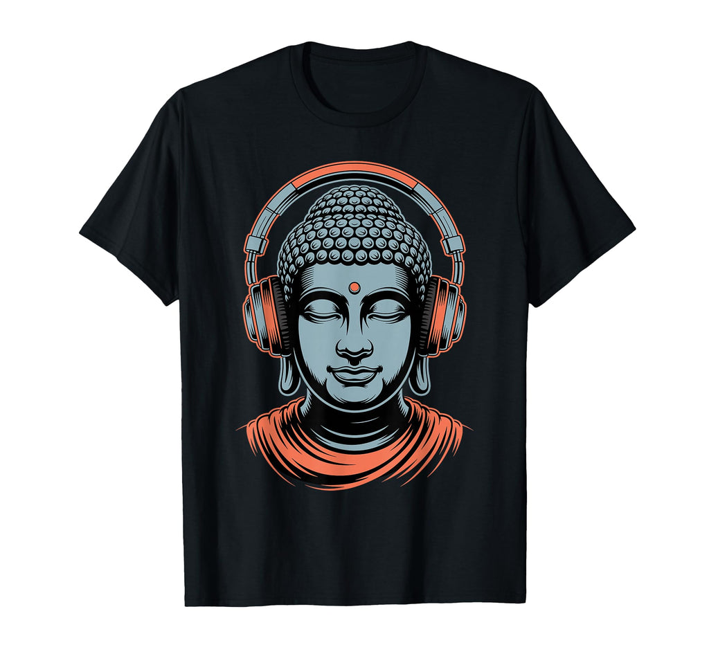 Buddha Headphones Mindfulness T-Shirt - Fun Novelty Design for Adults - T-Shirt, Sweatshirt, Hoodie