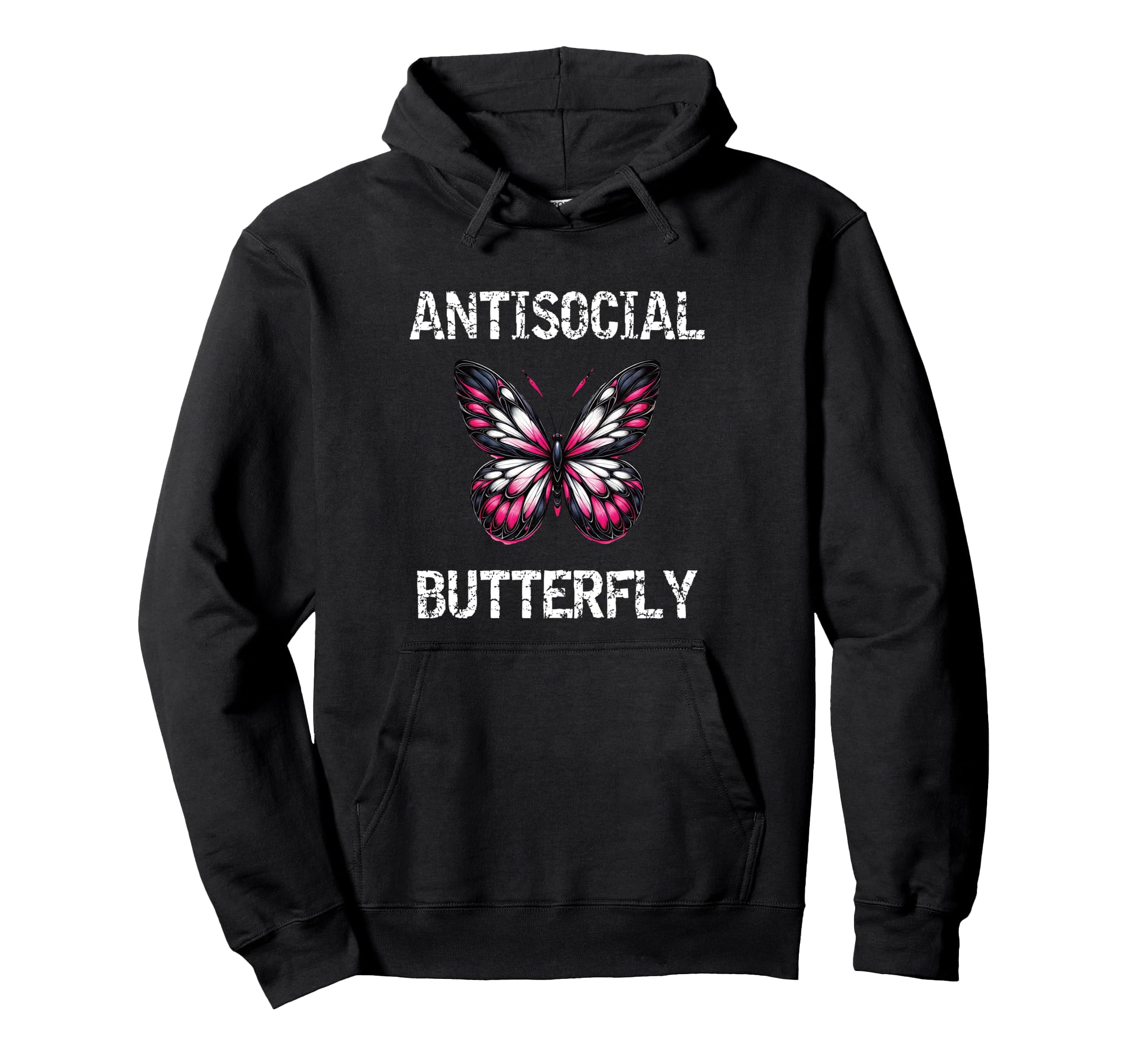 Antisocial Butterfly Introvert Teen Hoodie - Fun Novelty Design for Adults - T-Shirt, Sweatshirt, Hoodie