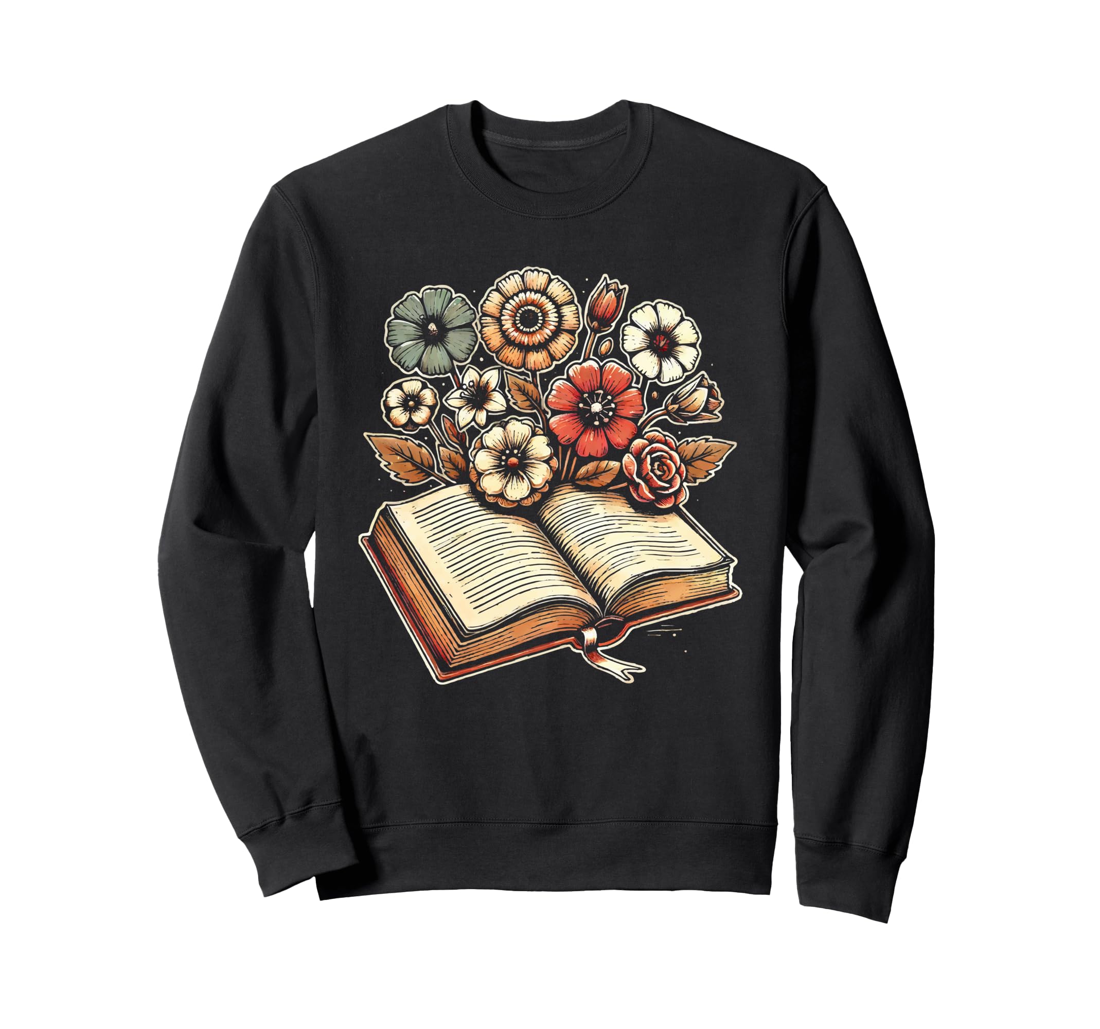 Book Flower Floral Reading Books Sweatshirt - Aesthetic Graphic Men Women - T-Shirt, Sweatshirt, Hoodie