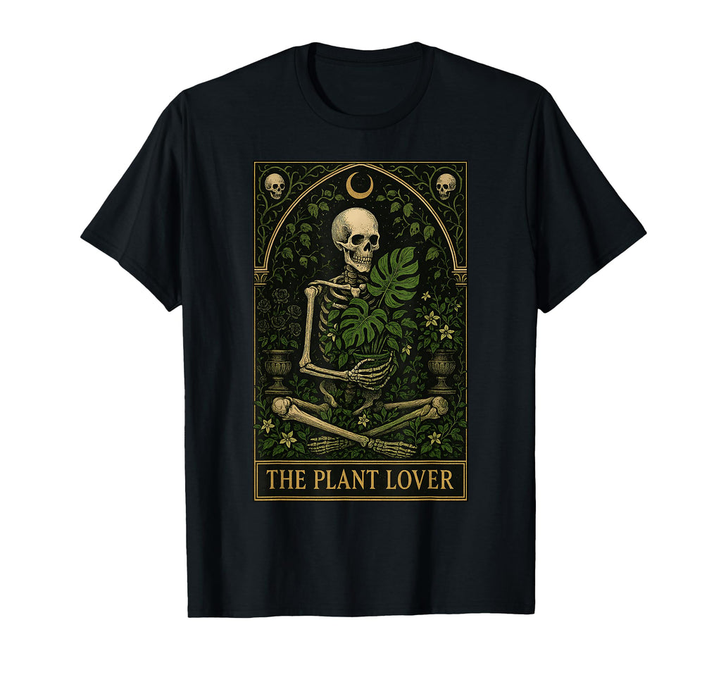 Plant Lover Tarot Card Skeleton T-Shirt - Minimalist Print for Adults - T-Shirt, Sweatshirt, Hoodie