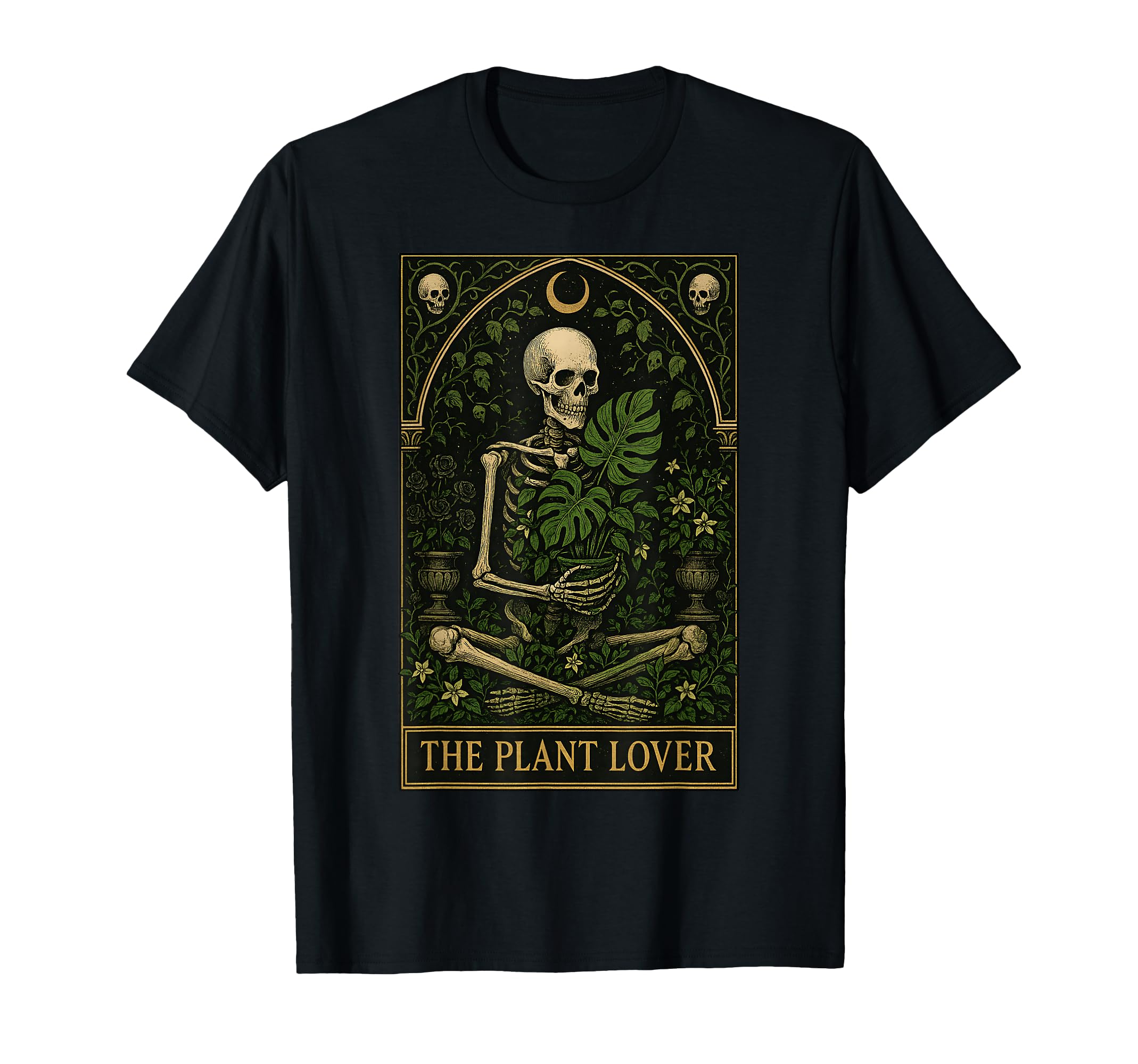 Plant Lover Tarot Card Skeleton T-Shirt - Minimalist Print for Adults - T-Shirt, Sweatshirt, Hoodie