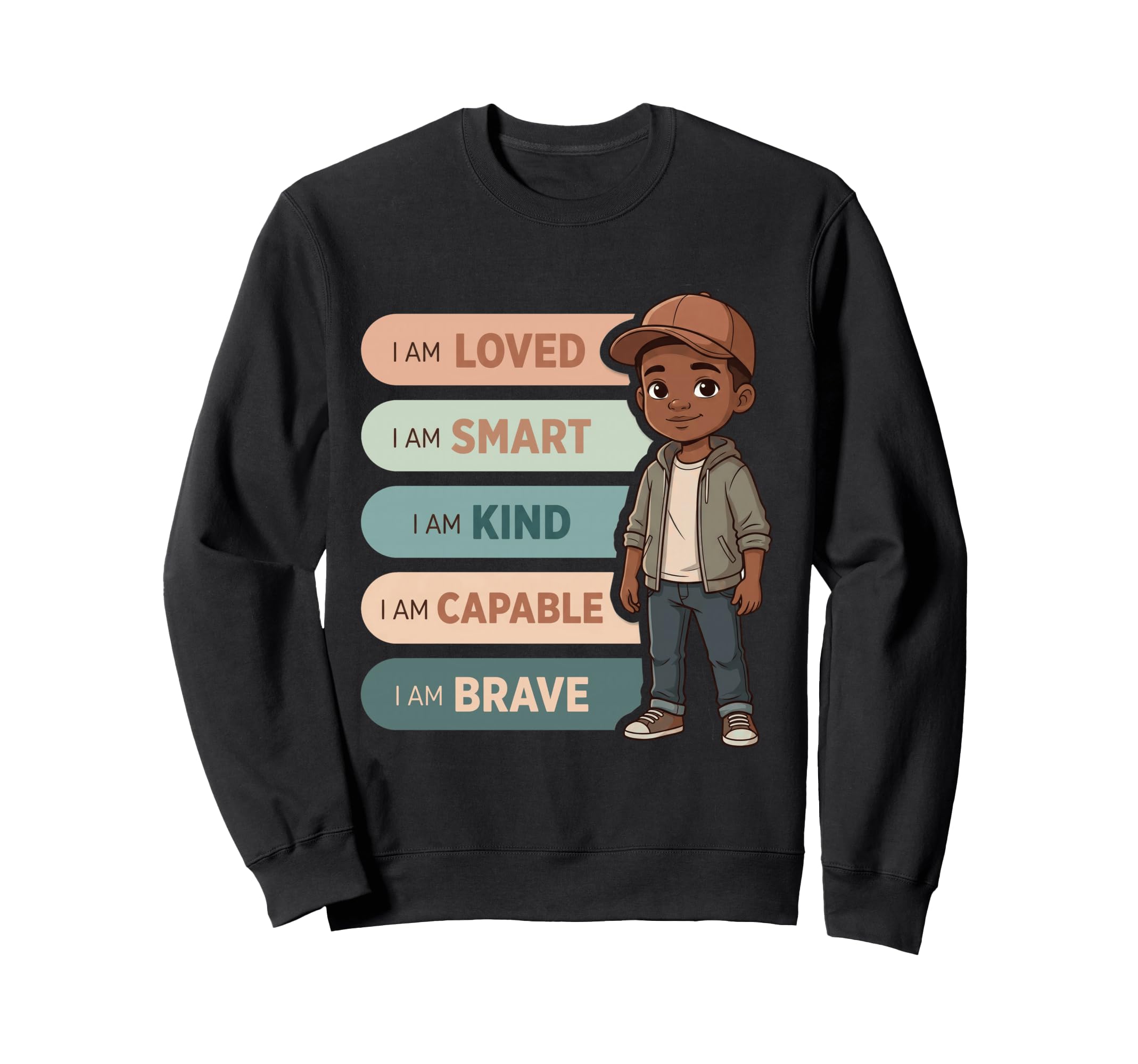 Black Affirmations I Am Brave Smart Sweatshirt - Streetwear Style Unisex - T-Shirt, Sweatshirt, Hoodie