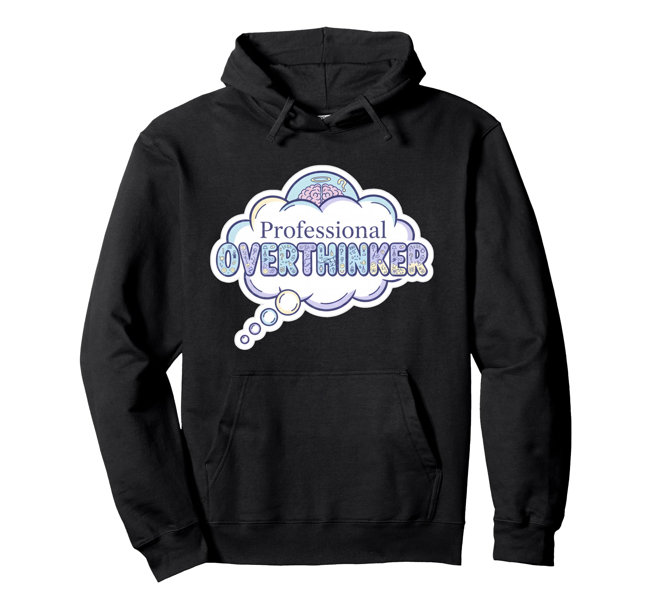Professional Overthinker Pastel Brain Hoodie - Minimalist Print for Adults - T-Shirt, Sweatshirt, Hoodie