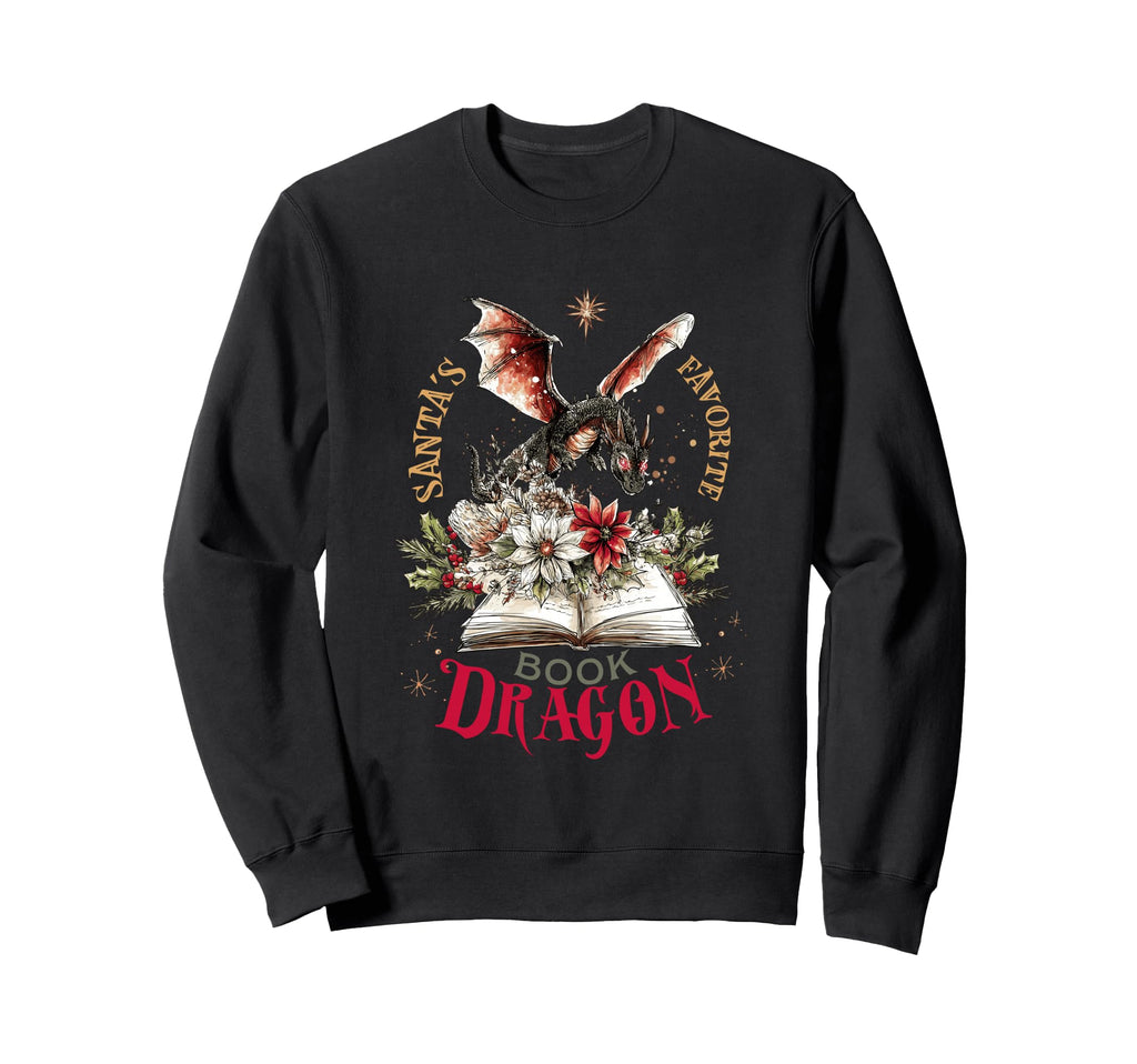 Santas Favorite Book Dragon Sweatshirt - Casual Everyday Wear for Adults - T-Shirt, Sweatshirt, Hoodie