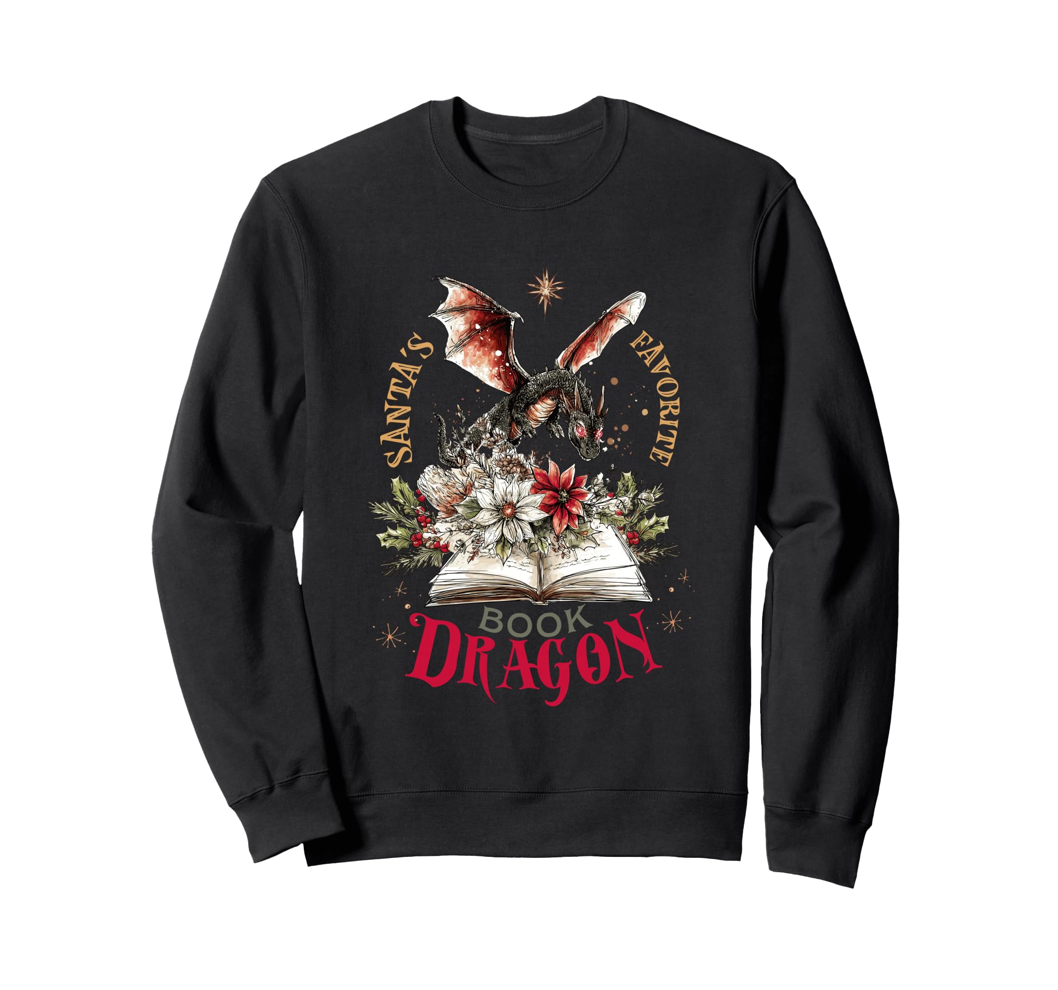 Santas Favorite Book Dragon Sweatshirt - Casual Everyday Wear for Adults - T-Shirt, Sweatshirt, Hoodie