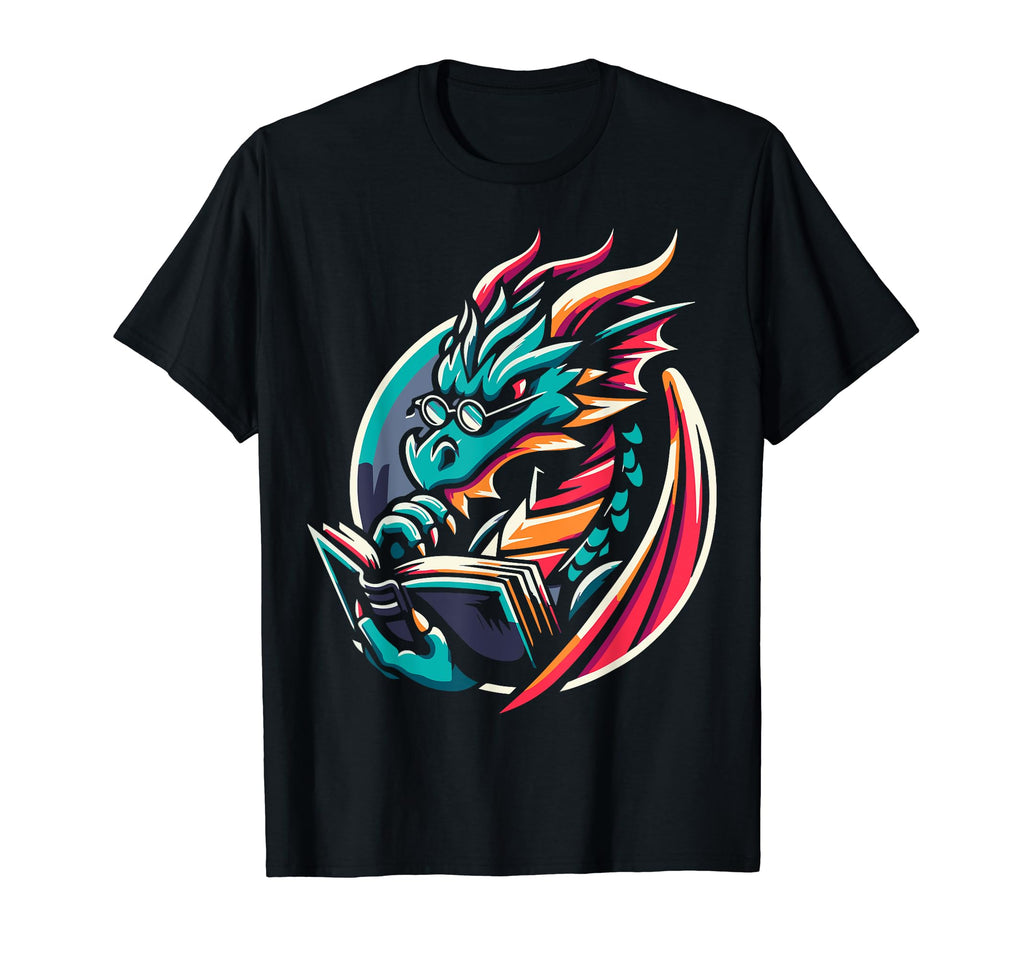 Dragon Reading Book Dragon Enthusiast T-Shirt - Unique Graphic Men Women - T-Shirt, Sweatshirt, Hoodie