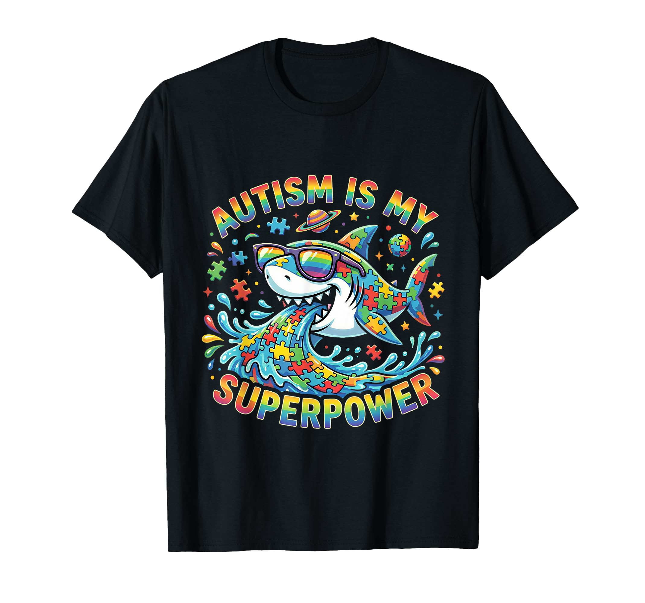 Autism Is My Superpower Shark Puzzle T-Shirt - Custom Art Print Men Women - T-Shirt, Sweatshirt, Hoodie