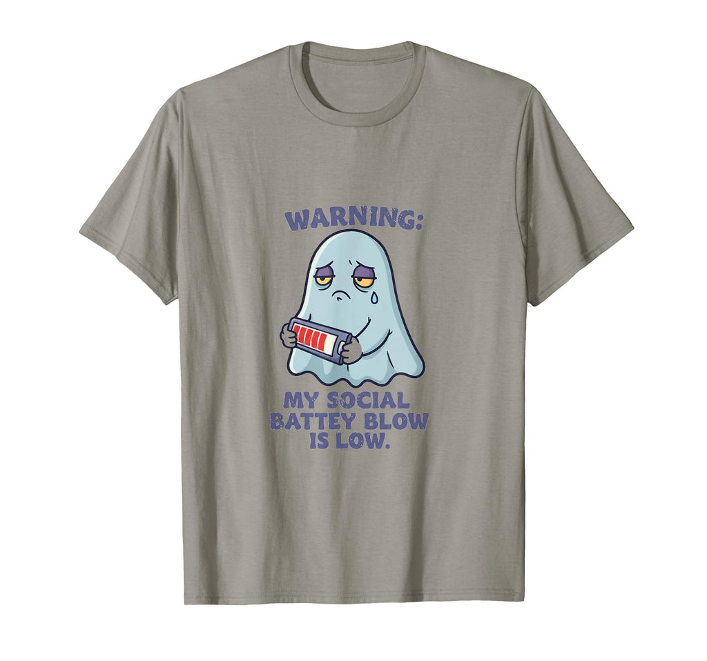 My Social Battery Is Low Funny Ghost T-Shirt - Unique Graphic Unisex - T-Shirt, Sweatshirt, Hoodie
