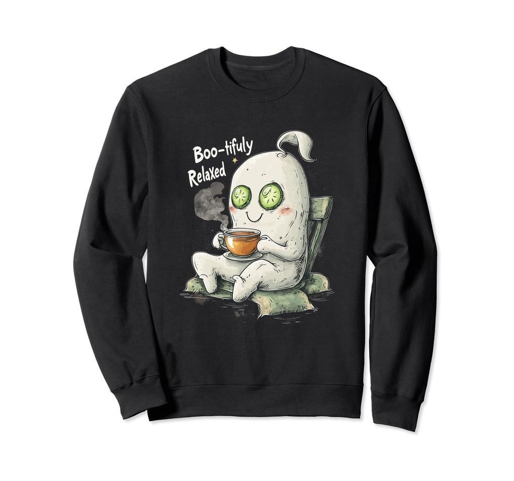 Funny Ghost Boo Tifully Relaxed Sweatshirt - Custom Art Print for Adults - T-Shirt, Sweatshirt, Hoodie