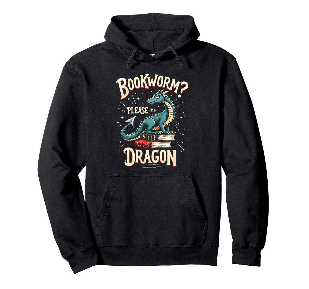 Bookworm Please Im Book Dragon Hoodie - Aesthetic Graphic for Adults - T-Shirt, Sweatshirt, Hoodie