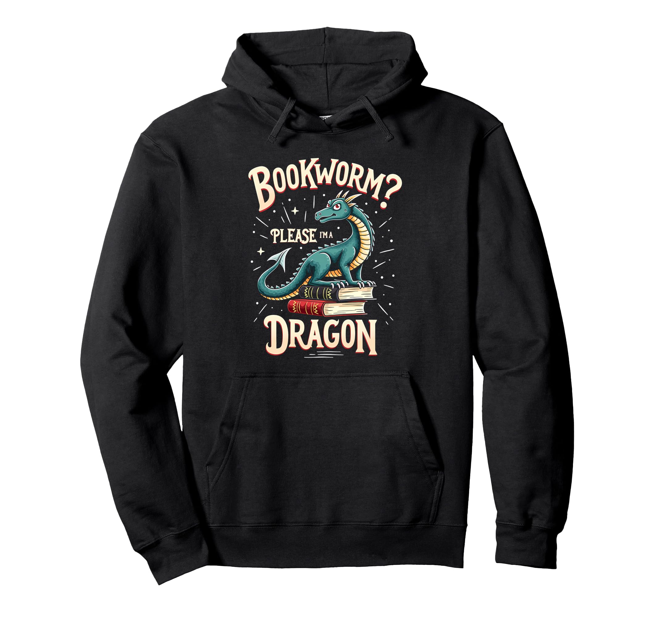 Bookworm Please Im Book Dragon Hoodie - Aesthetic Graphic for Adults - T-Shirt, Sweatshirt, Hoodie
