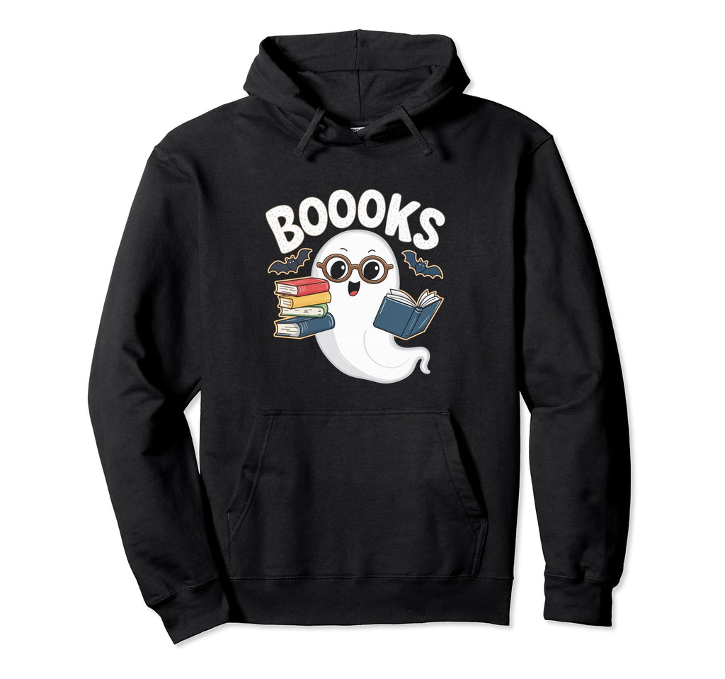 Booooks Ghost Reading Halloween Book Hoodie - Casual Everyday Wear Unisex - T-Shirt, Sweatshirt, Hoodie