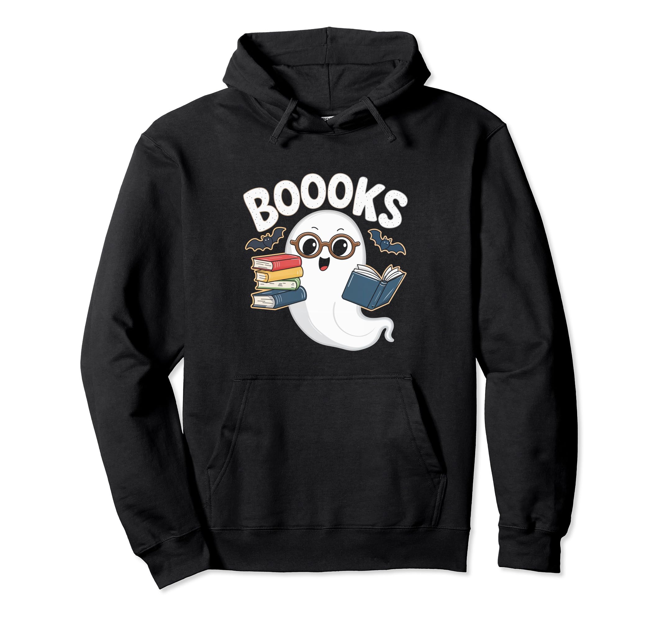 Booooks Ghost Reading Halloween Book Hoodie - Casual Everyday Wear Unisex - T-Shirt, Sweatshirt, Hoodie