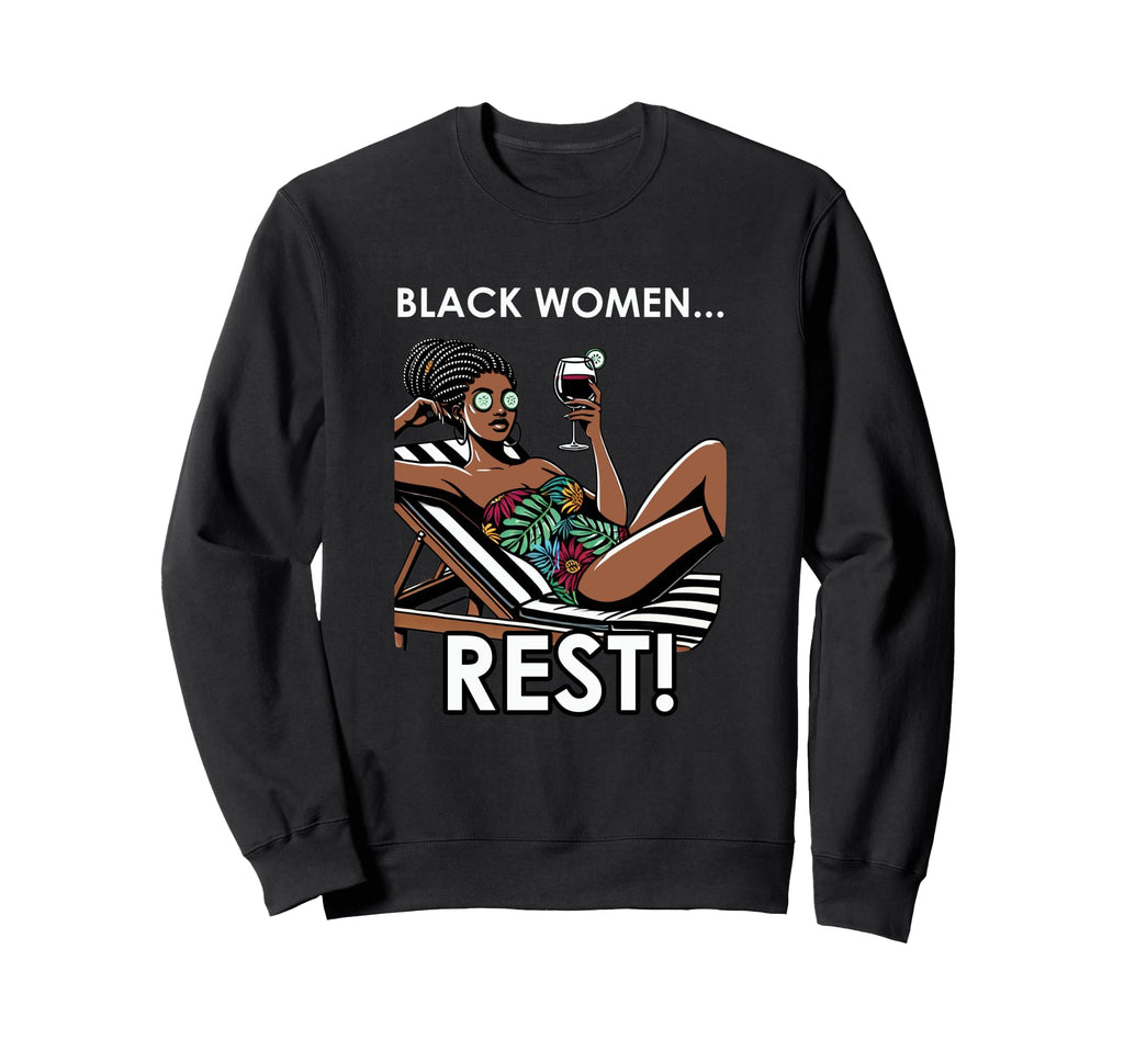 Black Rest Self Care Mental Health Sweatshirt - Minimalist Print for Adults - T-Shirt, Sweatshirt, Hoodie