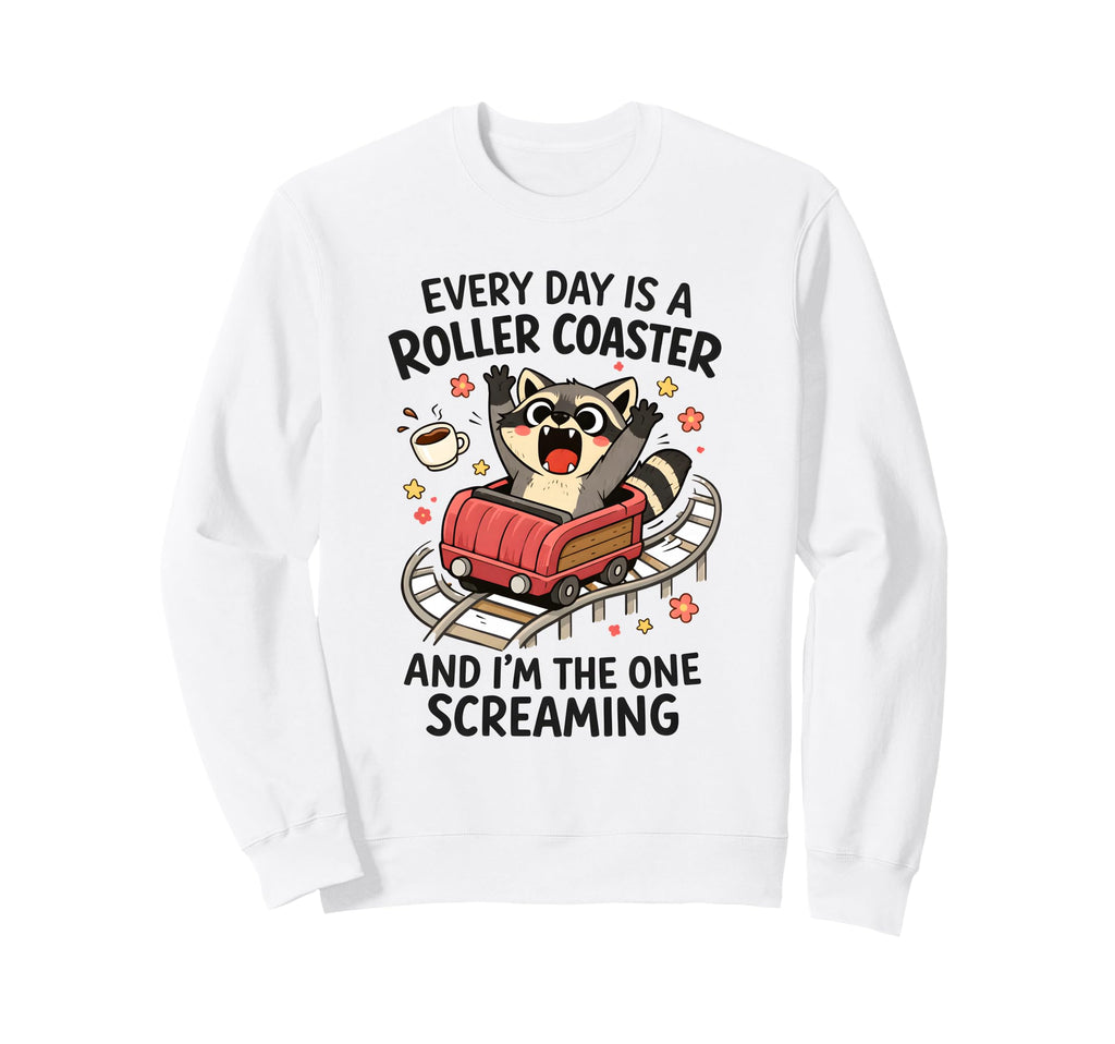 Mental Health Anxiety Racoon Sweatshirt - Aesthetic Graphic Men Women - T-Shirt, Sweatshirt, Hoodie