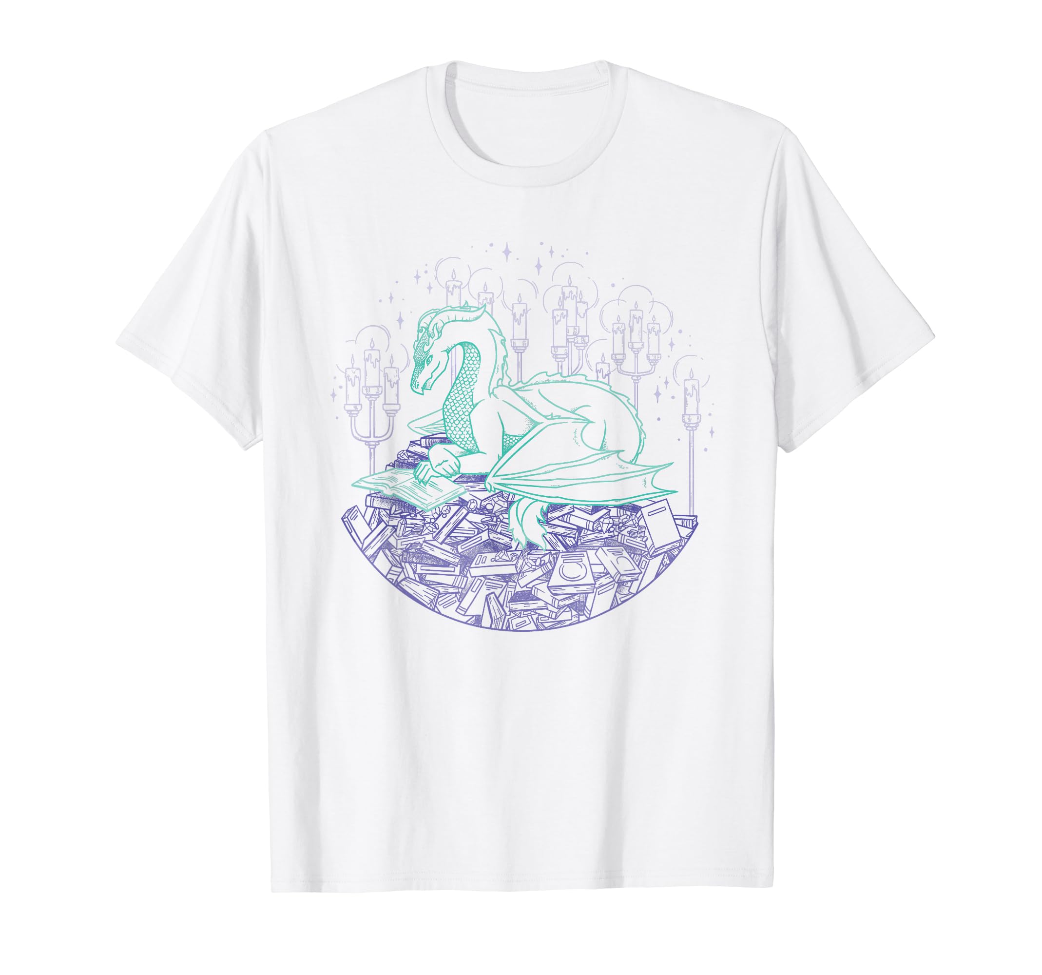 Minty Dragon Book Hoard T-Shirt - Minimalist Print Unisex - T-Shirt, Sweatshirt, Hoodie