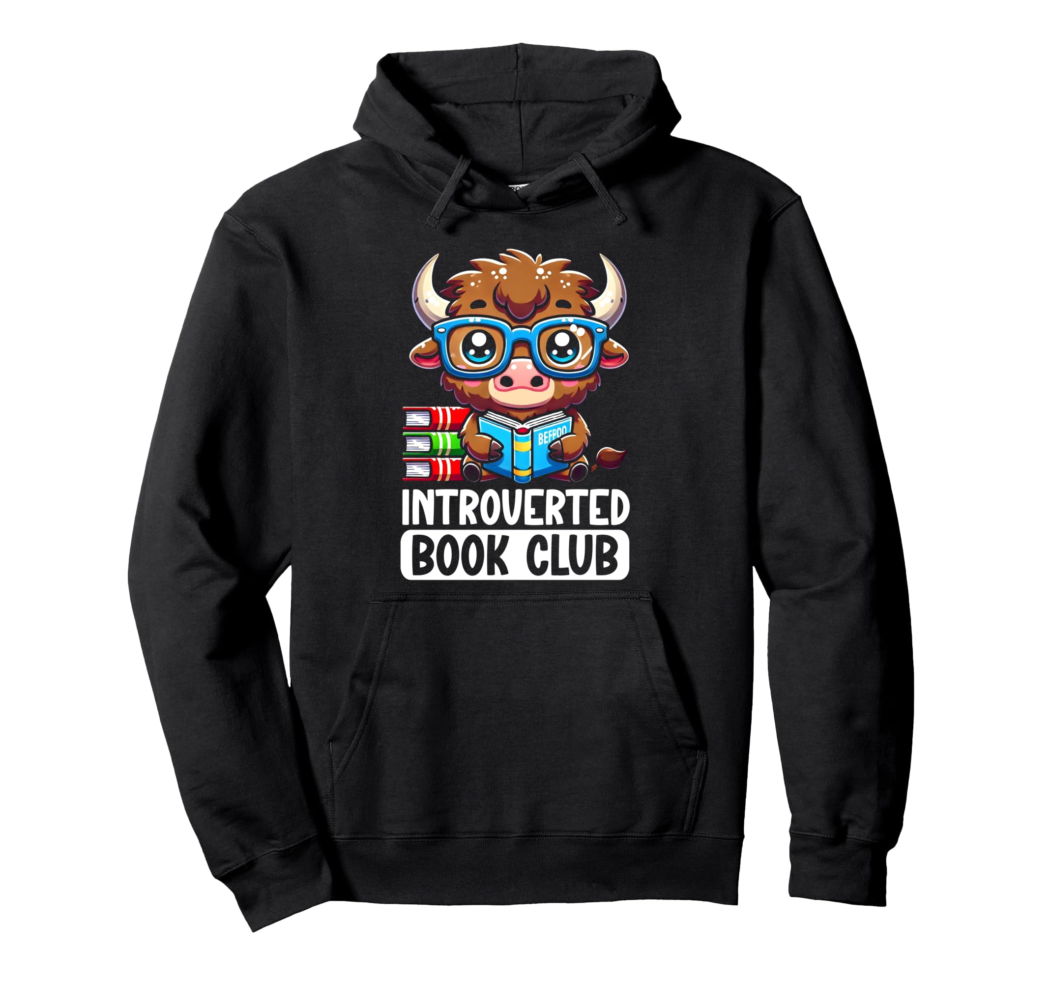 Introverted Book Club Reading Lover Bison Hoodie - Novelty Apparel Unisex - T-Shirt, Sweatshirt, Hoodie