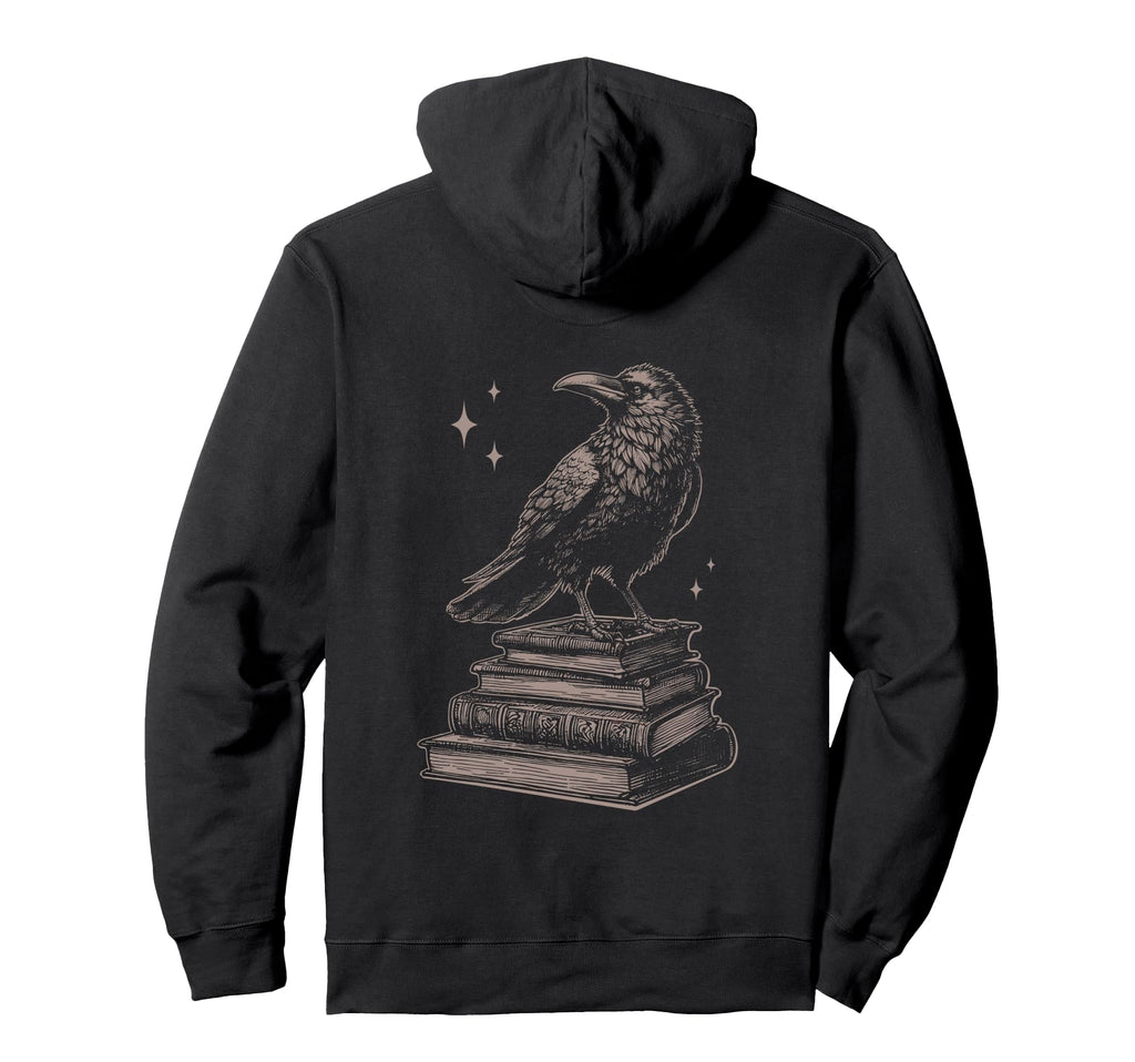Raven Crow Book Bird Literature Reading Hoodie - Graphic Print Men Women - T-Shirt, Sweatshirt, Hoodie