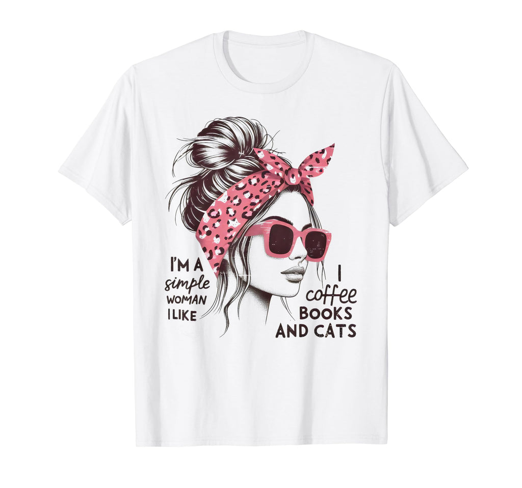 Im Simple I Like Books Coffee And Cats T-Shirt - Graphic Print for Adults - T-Shirt, Sweatshirt, Hoodie