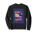Striped Books And Coffee Book Sweatshirt - Minimalist Print Men Women - T-Shirt, Sweatshirt, Hoodie