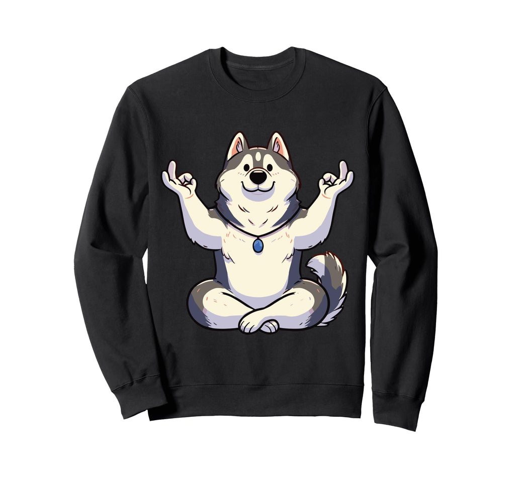 Meditation Huskey Yoga Pose Relaxing Sweatshirt - Graphic Print Men Women - T-Shirt, Sweatshirt, Hoodie