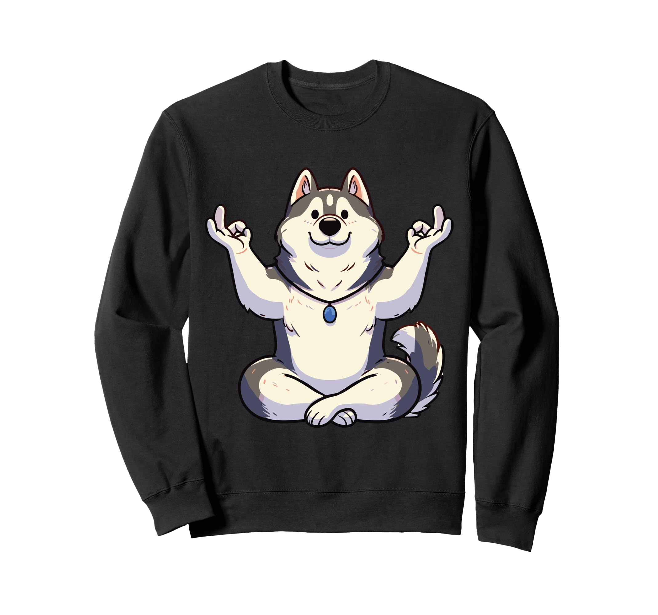 Meditation Huskey Yoga Pose Relaxing Sweatshirt - Graphic Print Men Women - T-Shirt, Sweatshirt, Hoodie