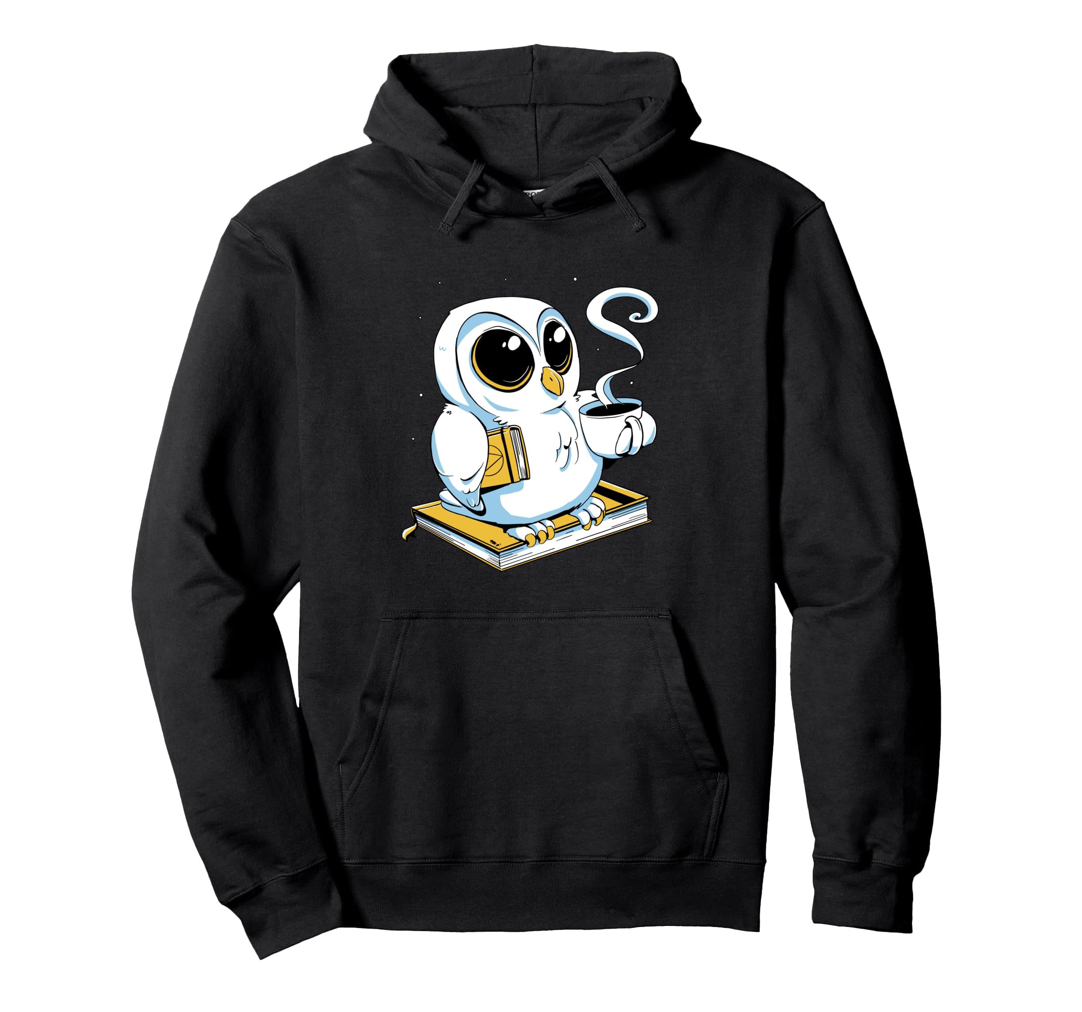 Night Owl Books And Coffee Or Tea Hoodie - Fun Novelty Design Unisex - T-Shirt, Sweatshirt, Hoodie
