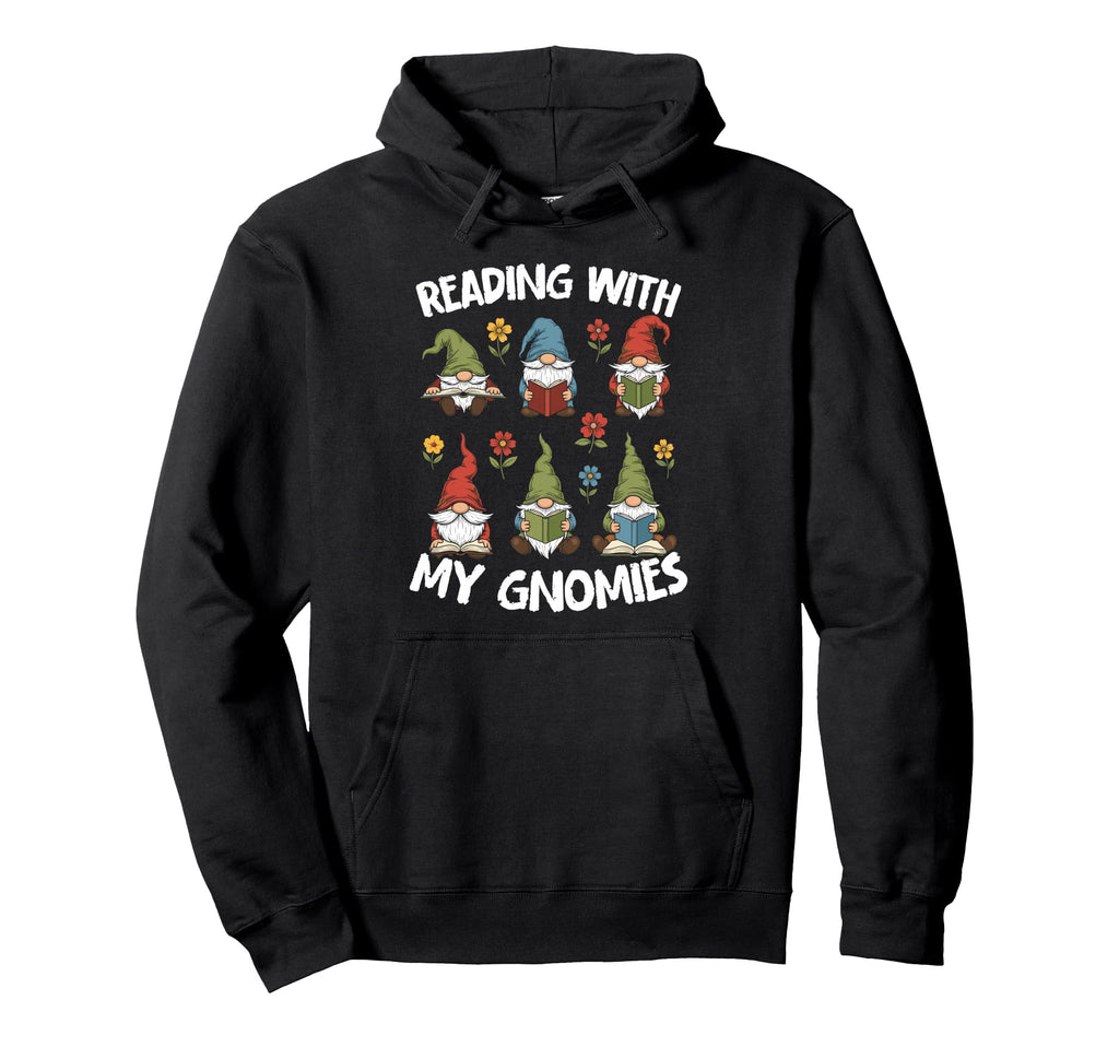 Reading Gnomes Books Cozy Bookworm Lovers Hoodie - Custom Art Print Unisex - T-Shirt, Sweatshirt, Hoodie