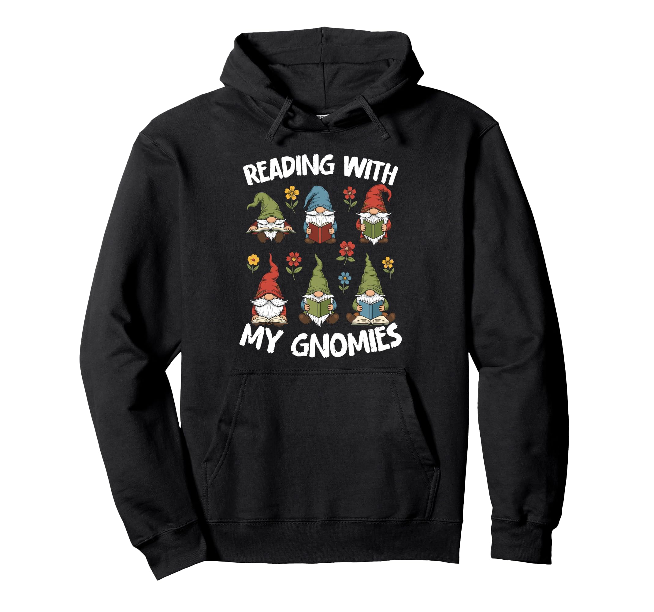 Reading Gnomes Books Cozy Bookworm Lovers Hoodie - Custom Art Print Unisex - T-Shirt, Sweatshirt, Hoodie