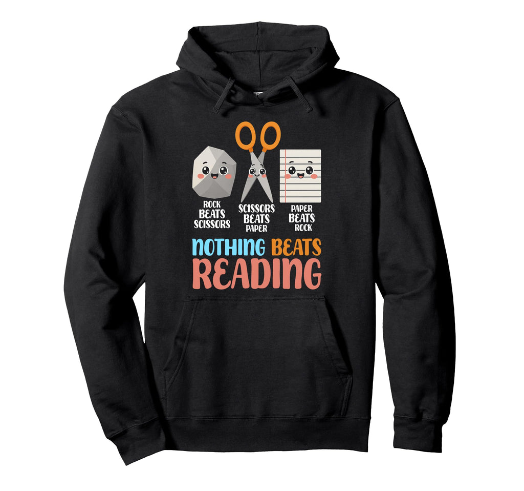 Nothing Beats Book Reading Books Hoodie - Minimalist Print for Adults - T-Shirt, Sweatshirt, Hoodie