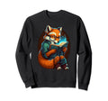 Fox Book Reading Nerd Geek Sweatshirt - Fun Novelty Design for Adults - T-Shirt, Sweatshirt, Hoodie