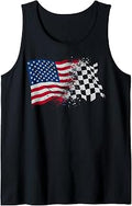 4th of July Checkered USA American Flag Car Racing Track Tank Top Unisex T-shirt, Sweatshirt, Hoodie, Long Sleeve Tee - T-Shirt, Sweatshirt, Hoodie