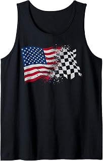 4th of July Checkered USA American Flag Car Racing Track Tank Top Unisex T-shirt, Sweatshirt, Hoodie, Long Sleeve Tee - T-Shirt, Sweatshirt, Hoodie